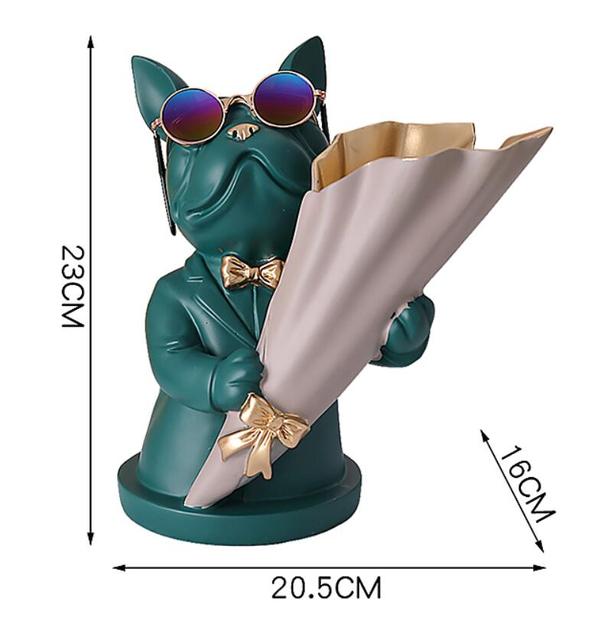French Bulldog Figurine with Flower Vase for Flat-Face Breeds-fadou