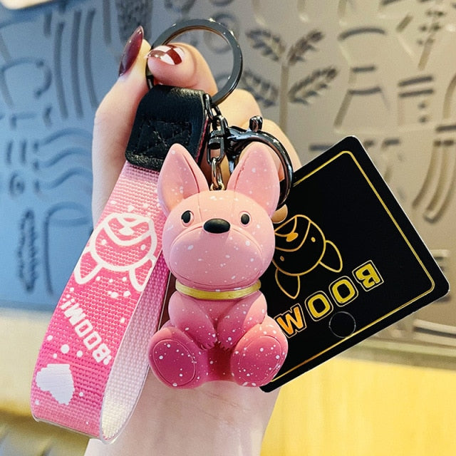 French Bulldog Key Pendant Colorful Keyring for Frenchie Enthusiasts-fadou