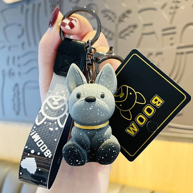 French Bulldog Key Pendant Colorful Keyring for Frenchie Enthusiasts-fadou