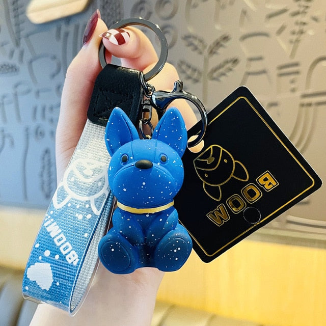 French Bulldog Key Pendant Colorful Keyring for Frenchie Enthusiasts-fadou