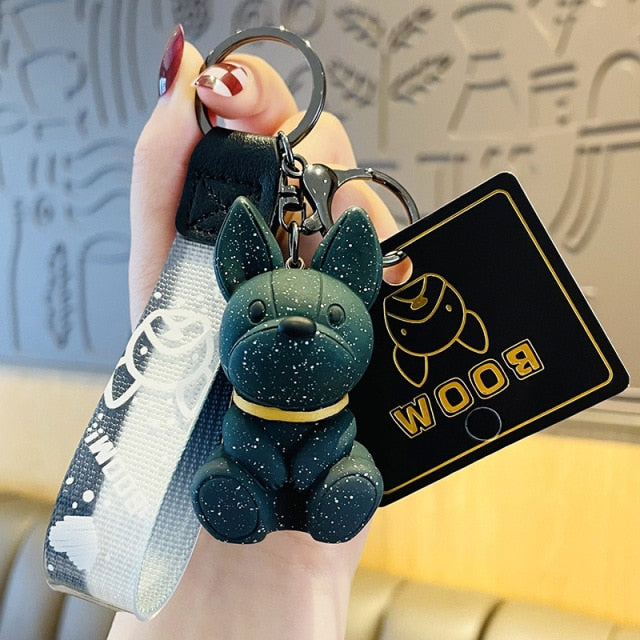 French Bulldog Key Pendant Colorful Keyring for Frenchie Enthusiasts-fadou