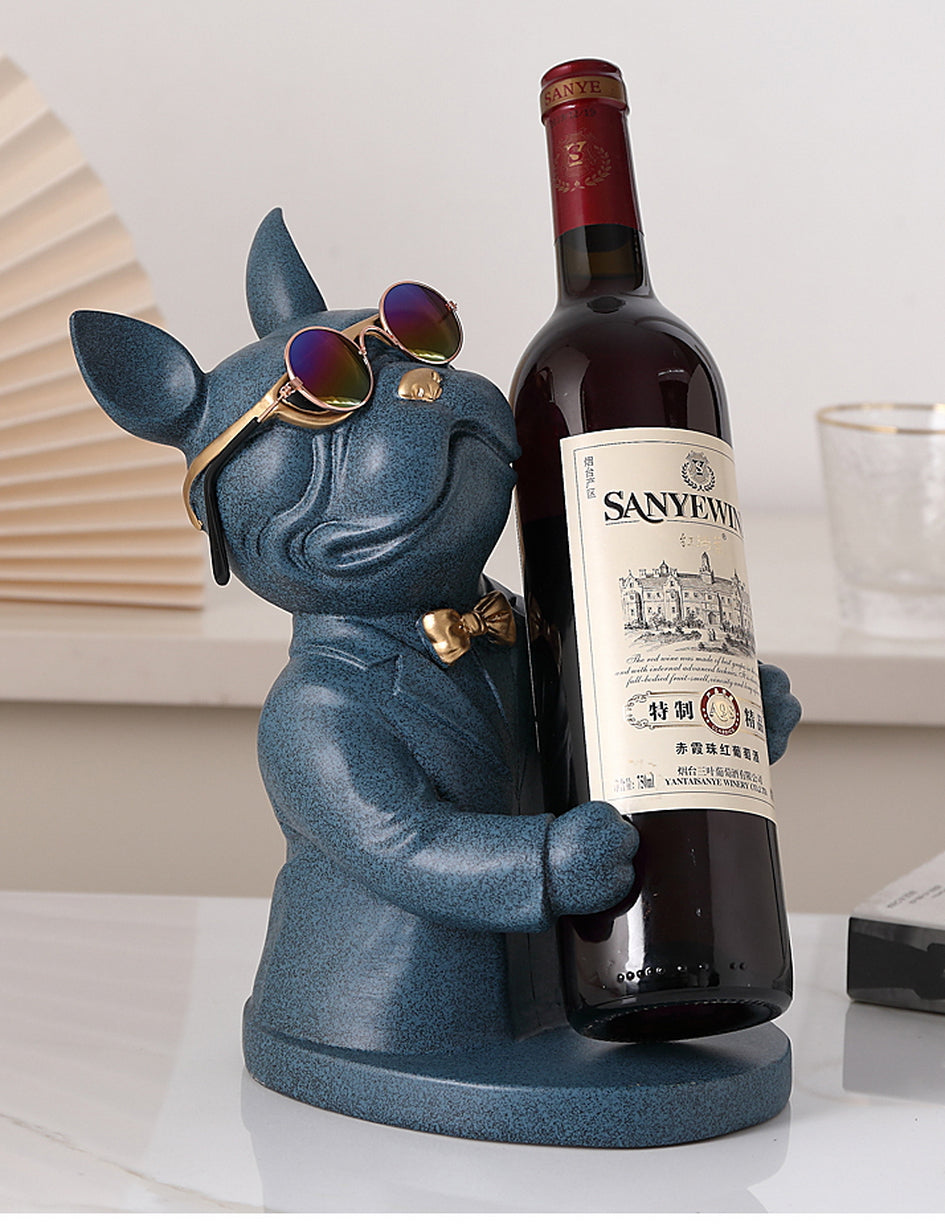 French Bulldog Figurine Wine Rack Sculpture for Cozy Nights-fadou
