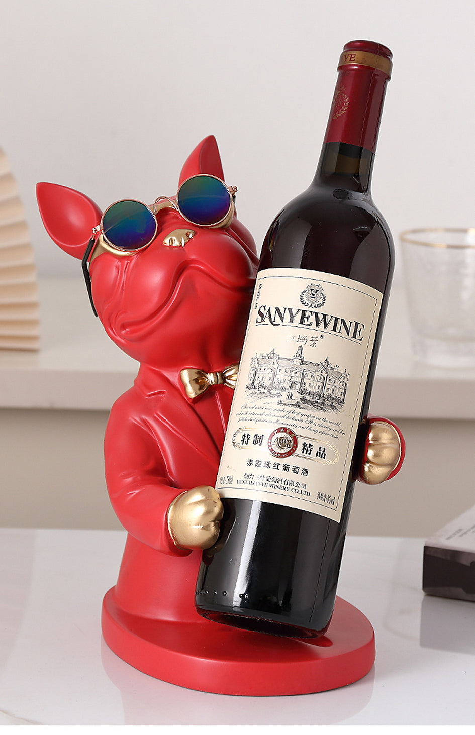 French Bulldog Figurine Wine Rack Sculpture for Cozy Nights-fadou