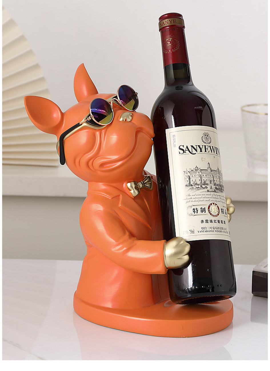 French Bulldog Figurine Wine Rack Sculpture for Cozy Nights-fadou