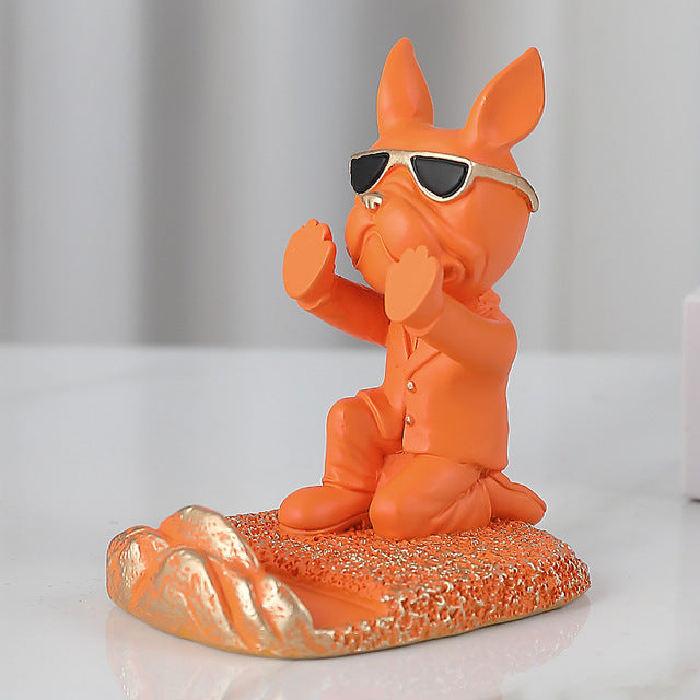 French Bulldog Figurines Mobile Phone Holder for Small Breeds-fadou