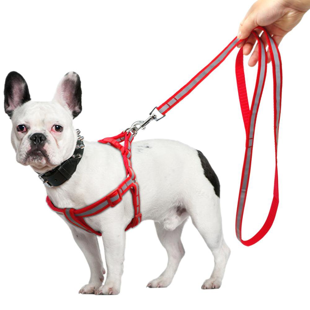 French Bulldog Reflective Walking Harness for Travel Comfort-fadou