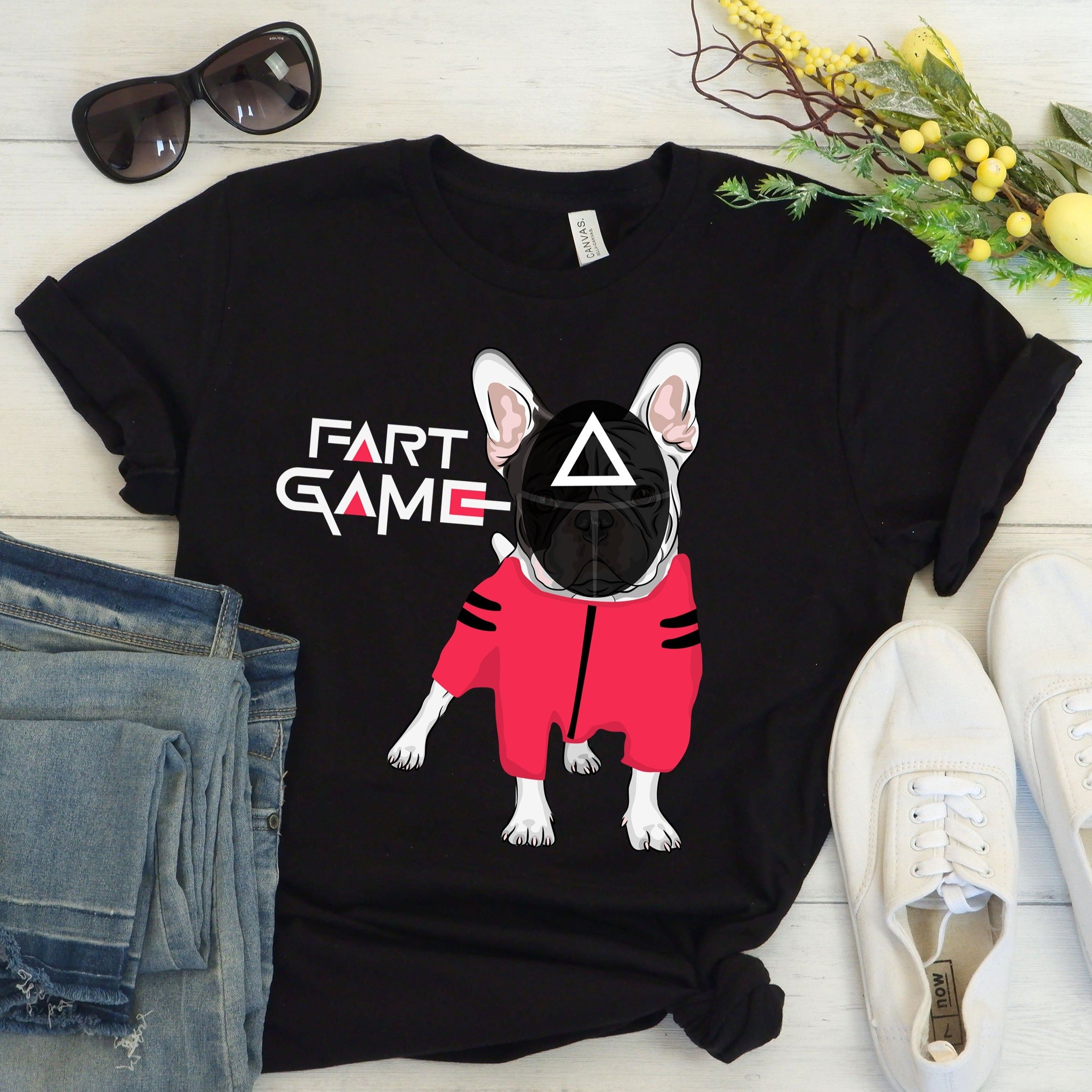 Fart French Bulldog Cotton T-Shirt for Frenchie Enthusiasts-fadou
