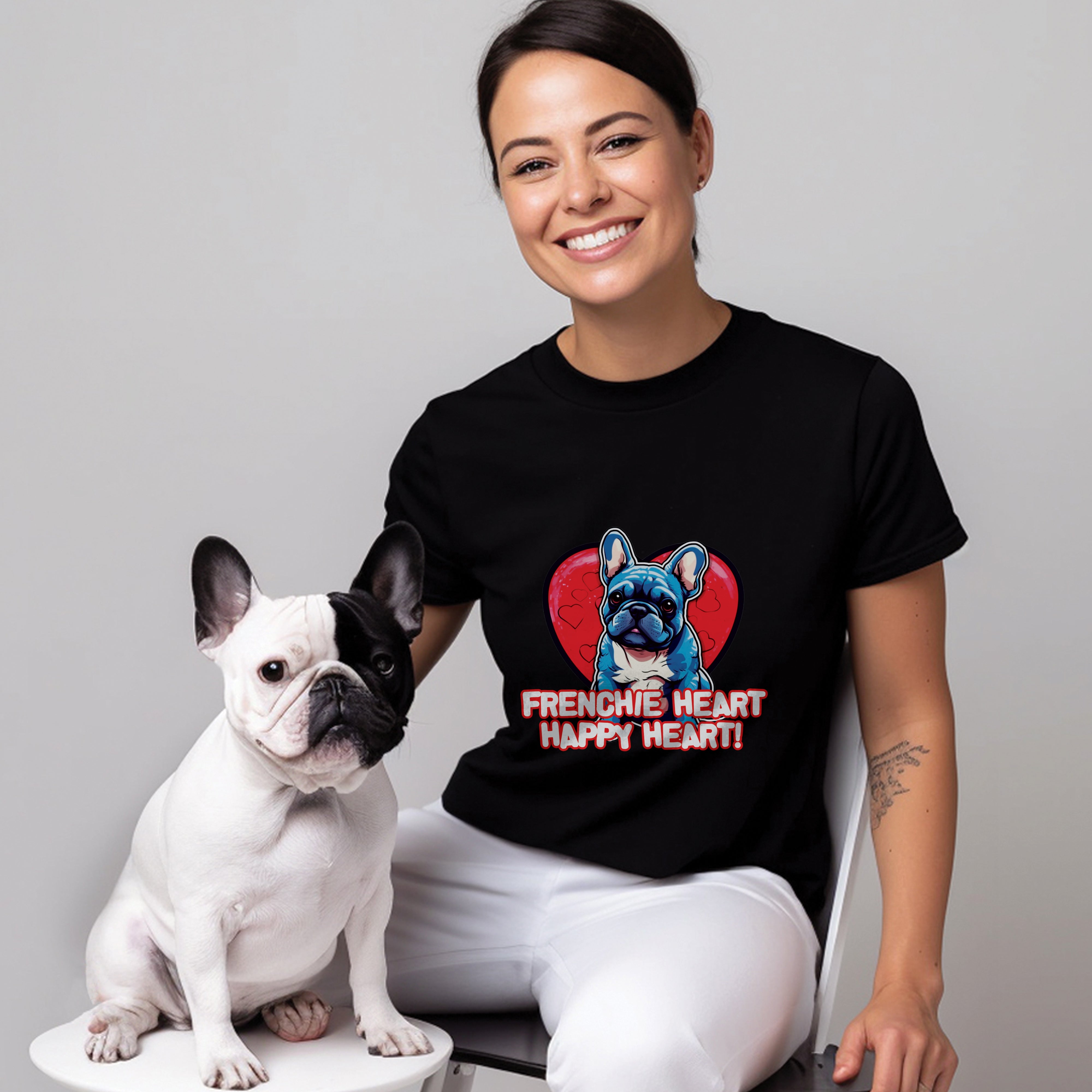 Heartwarming French Bulldog Cotton T-Shirt for Dog Park Days-fadou