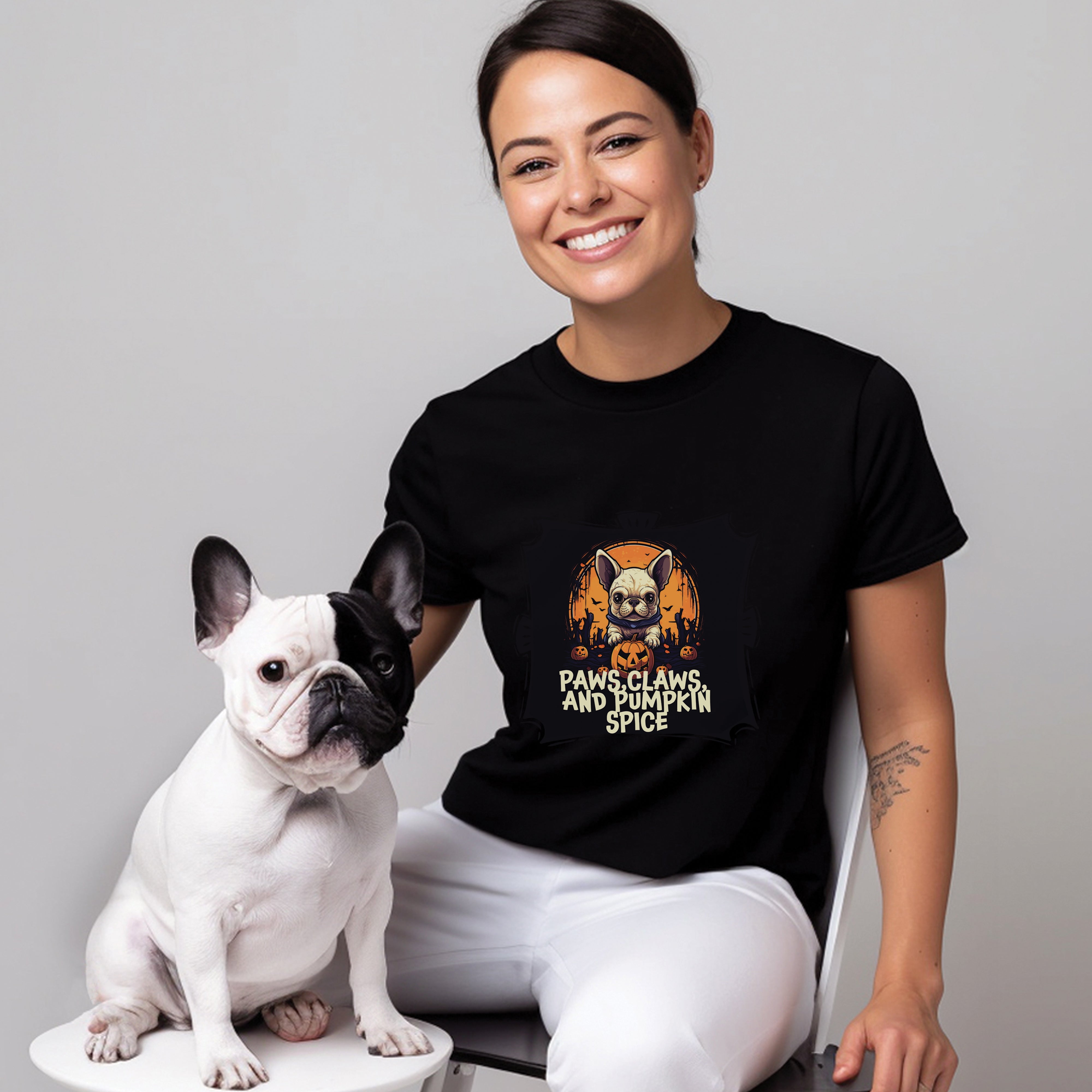 Frenchie Pumpkin Duo - Unisex T-Shirt for Everyday Wear-fadou
