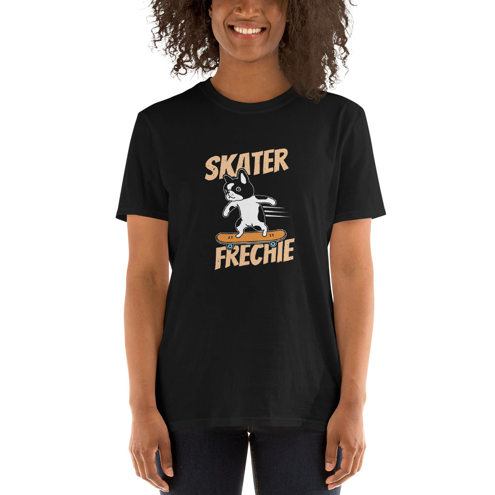 French Bulldog with Skateboard- Unisex T-Shirt for Frenchie Enthusiasts-fadou