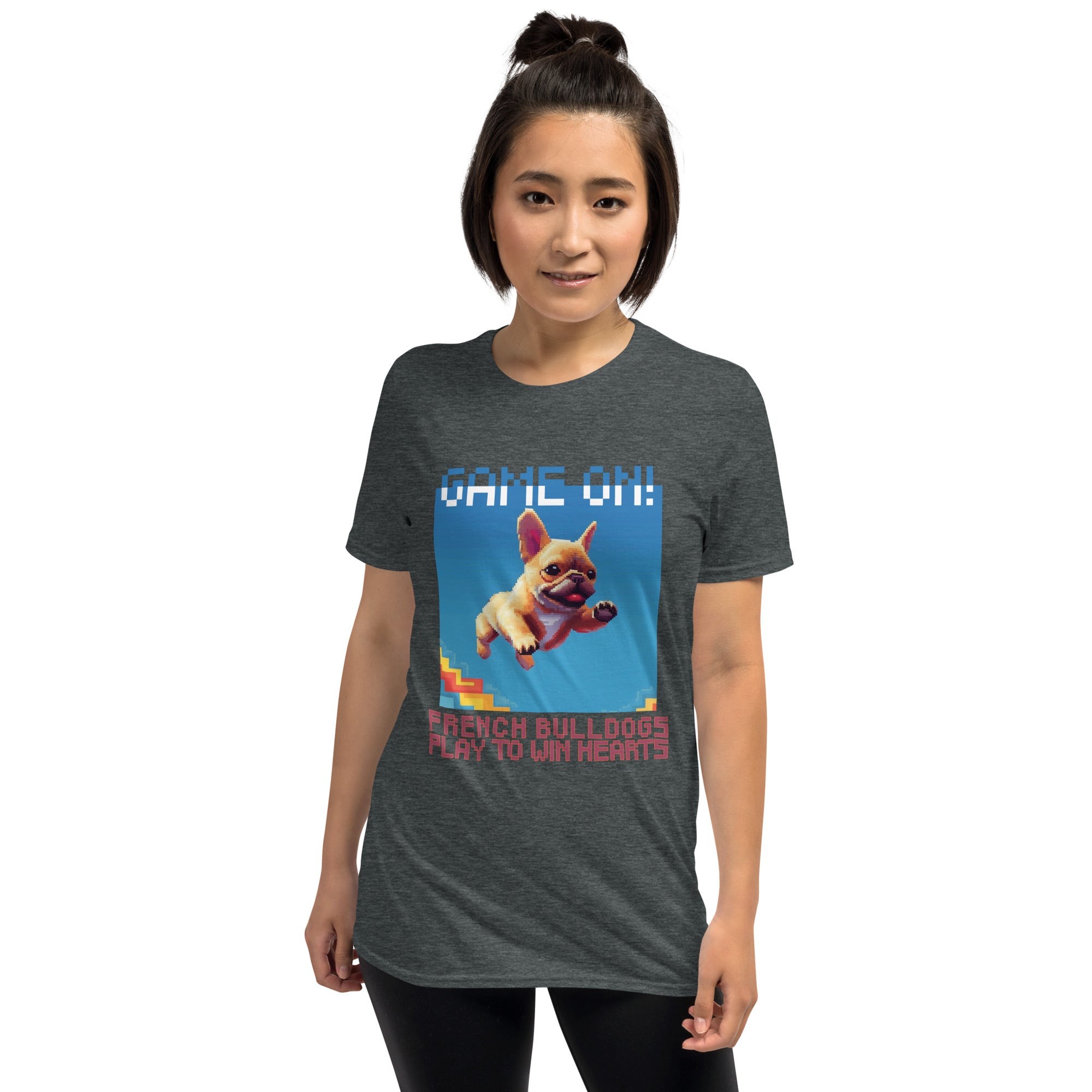 Pixel French Bulldog Cotton T-Shirt for Dog Moms & Dads-fadou