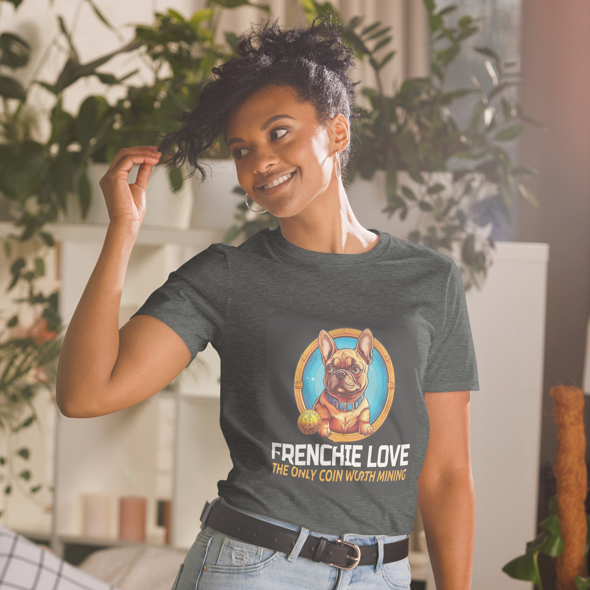 Bitcoin French Bulldog Dog Lover Tee for Dog Moms & Dads-fadou