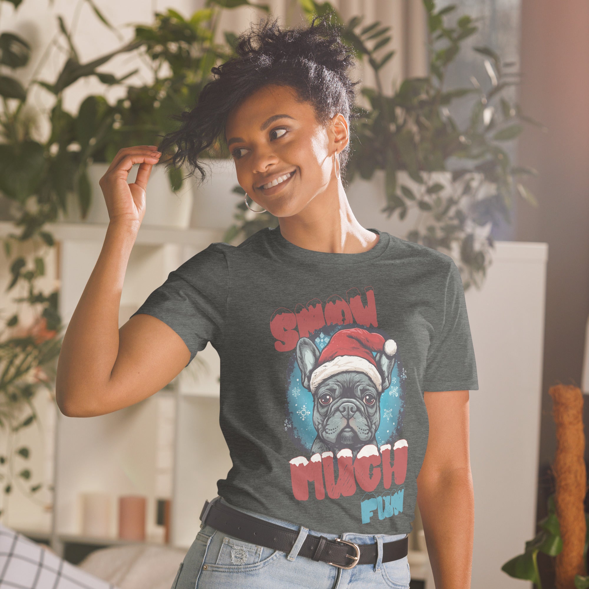 Snow Fun- Unisex T-Shirt for French Bulldog Owners and Fans-fadou