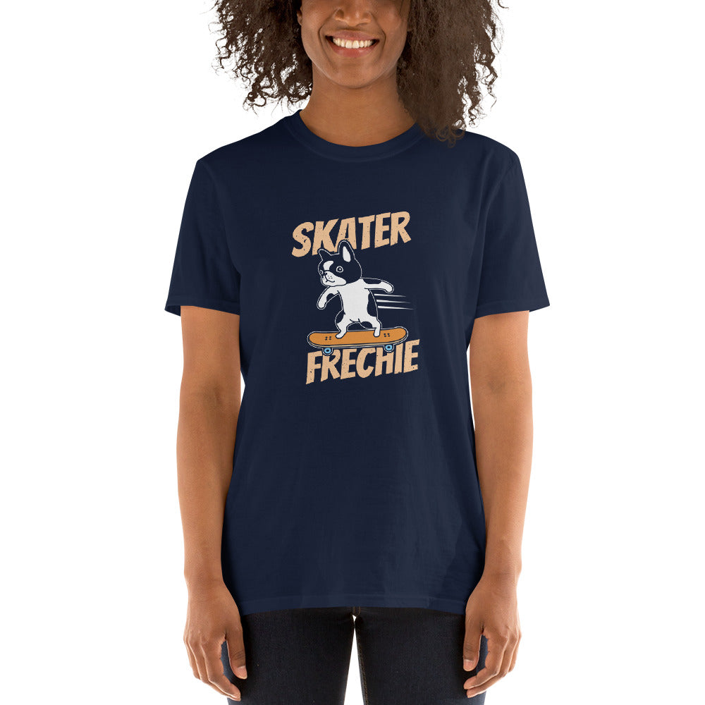 French Bulldog with Skateboard- Unisex T-Shirt for Frenchie Enthusiasts-fadou