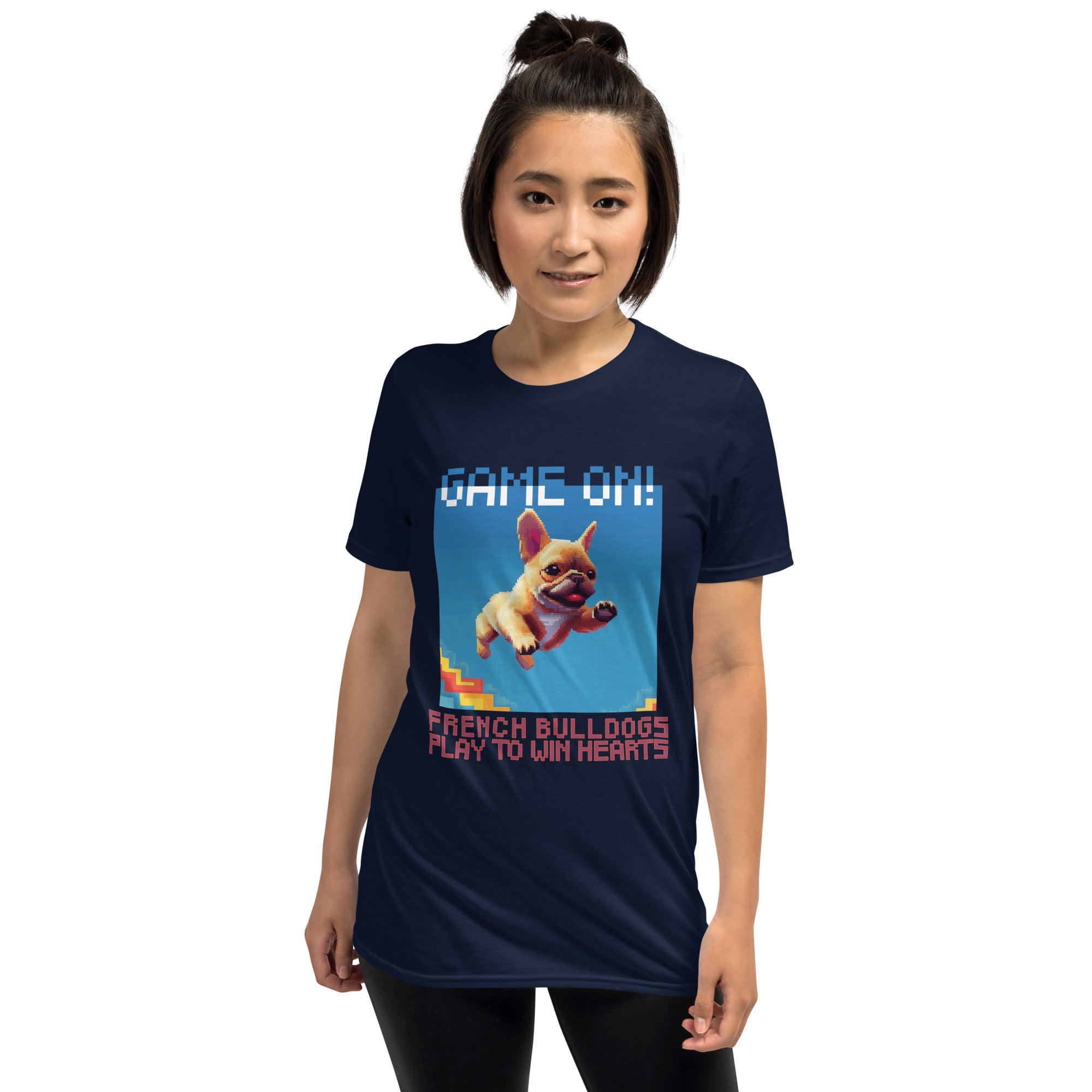 Pixel French Bulldog Cotton T-Shirt for Dog Moms & Dads-fadou