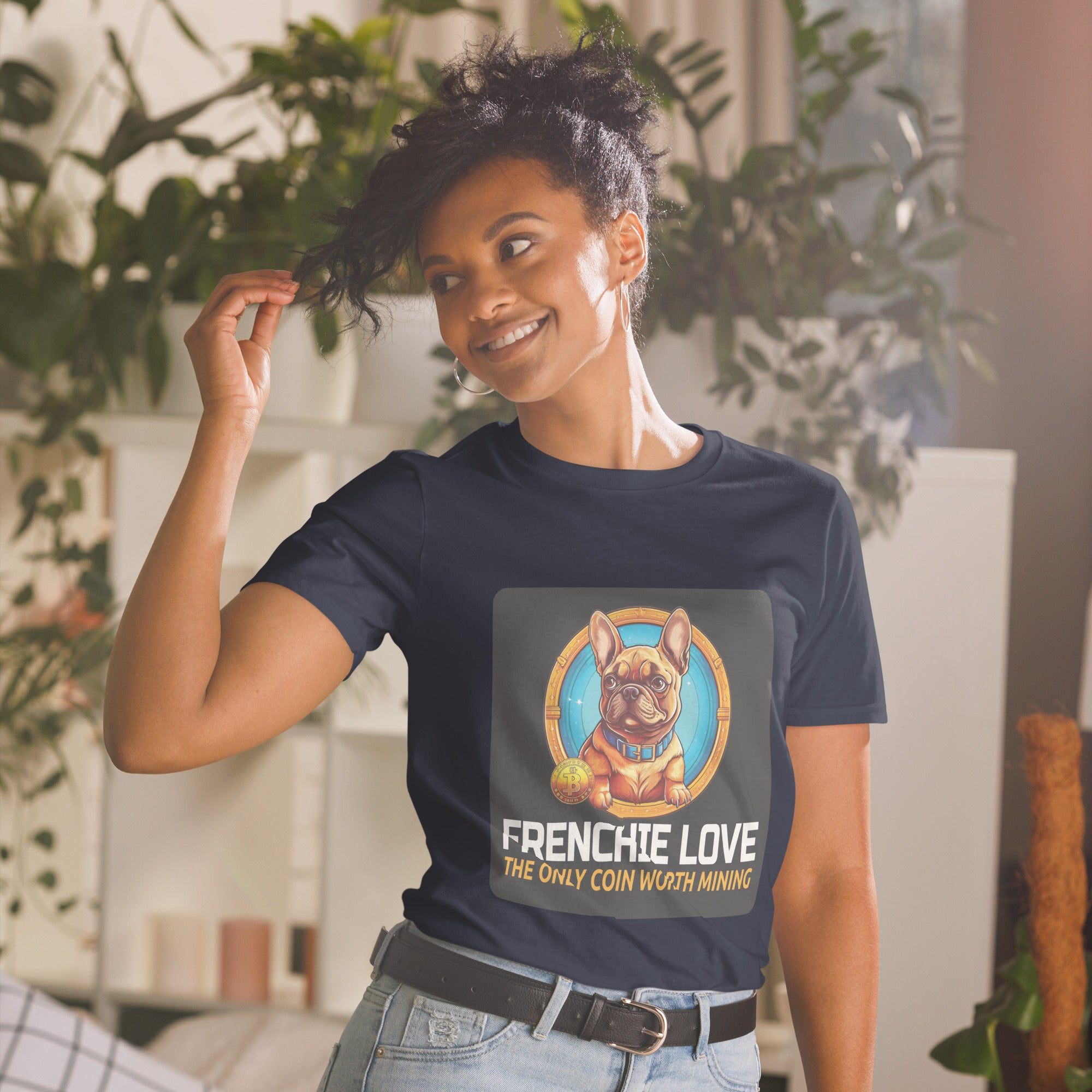 Bitcoin French Bulldog Dog Lover Tee for Dog Moms & Dads-fadou