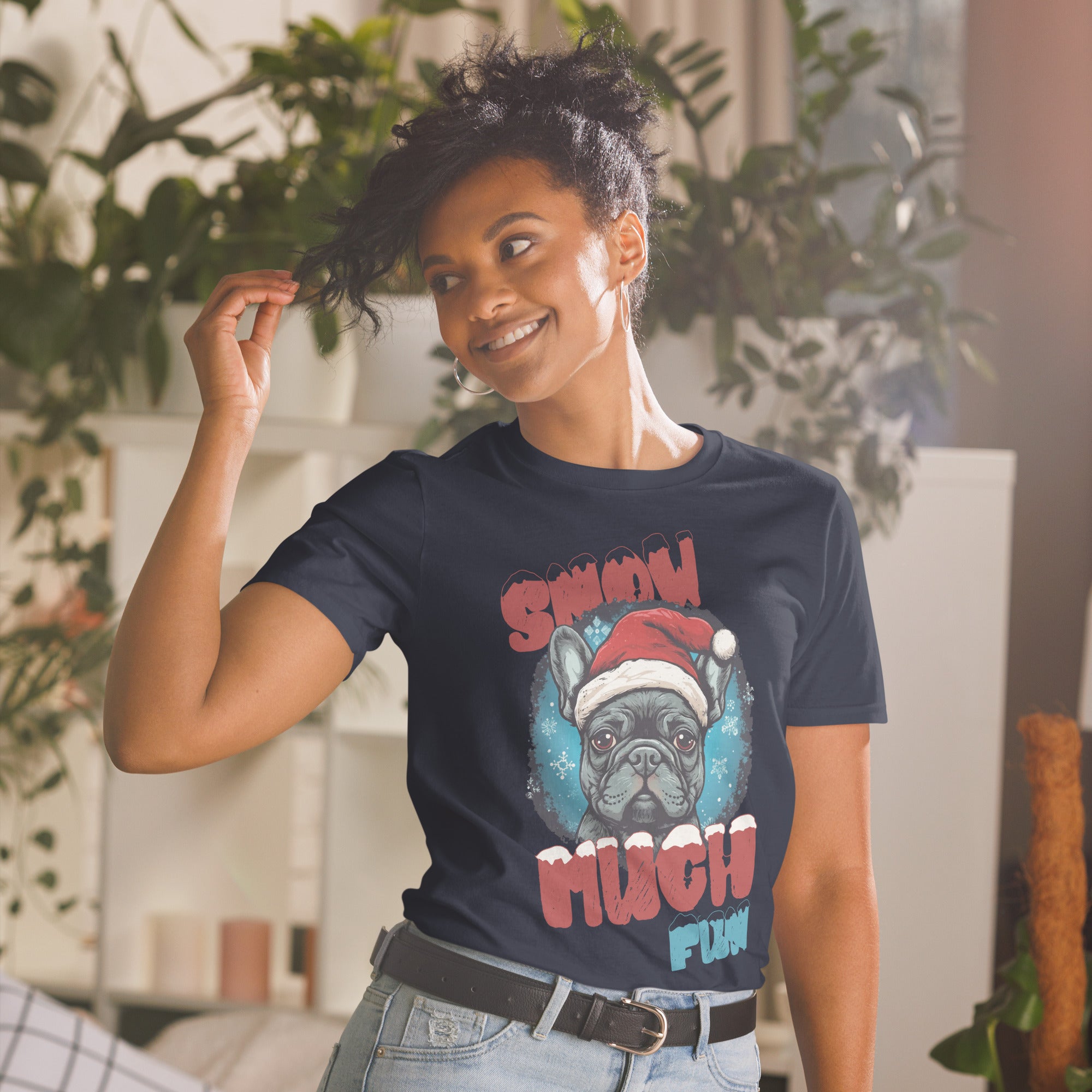 Snow Fun- Unisex T-Shirt for French Bulldog Owners and Fans-fadou