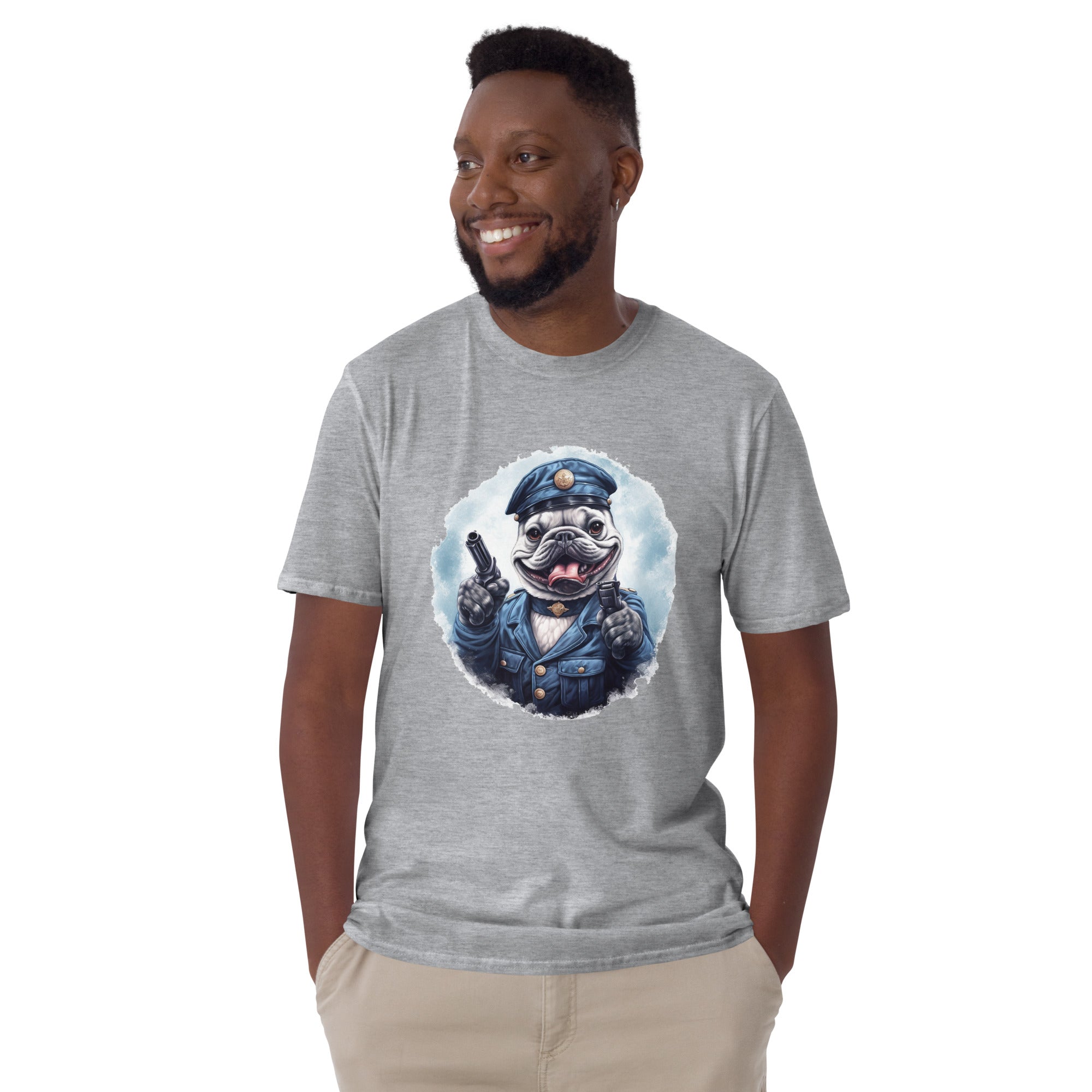 Policeman French Bulldog Graphic Tee for Dog Moms & Dads-fadou