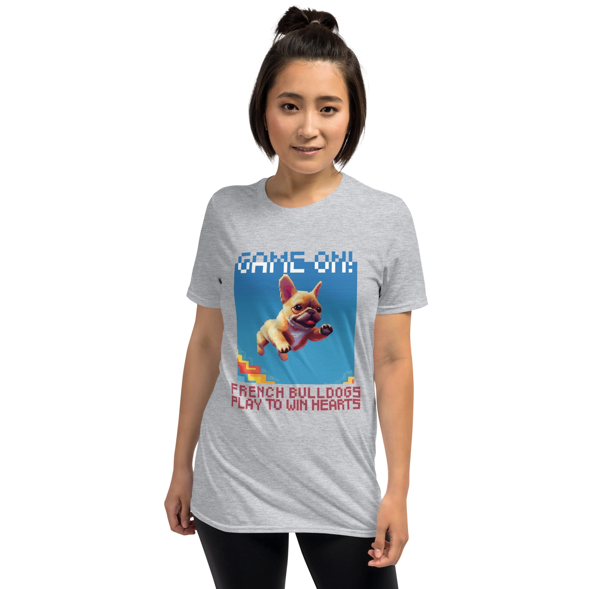 Pixel French Bulldog Cotton T-Shirt for Dog Moms & Dads-fadou