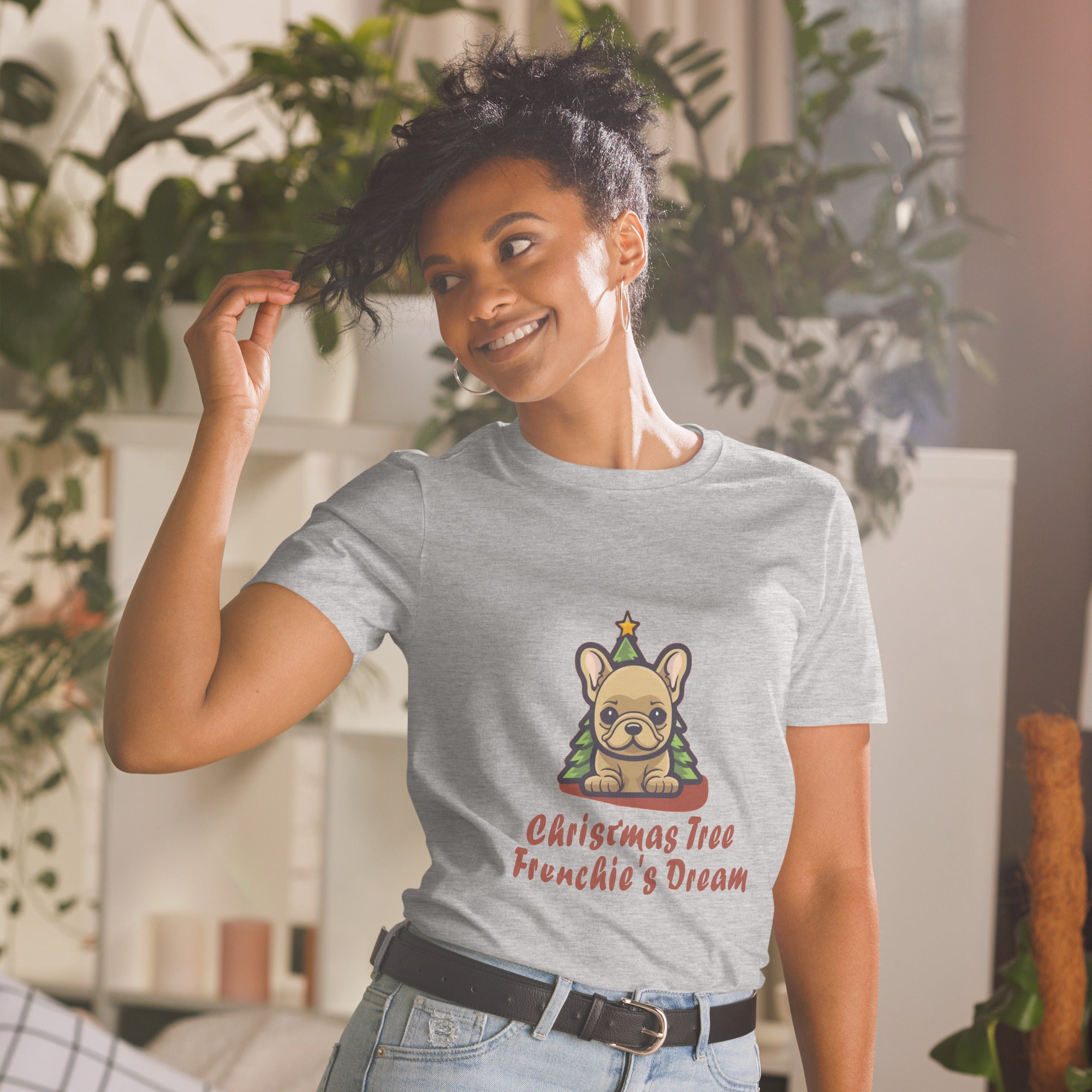 Frenchie Christmas Cotton T-Shirt for Frenchie Enthusiasts-fadou