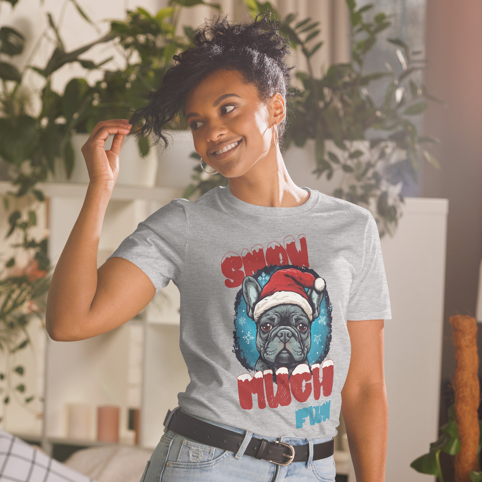 Snow Fun- Unisex T-Shirt for French Bulldog Owners and Fans-fadou