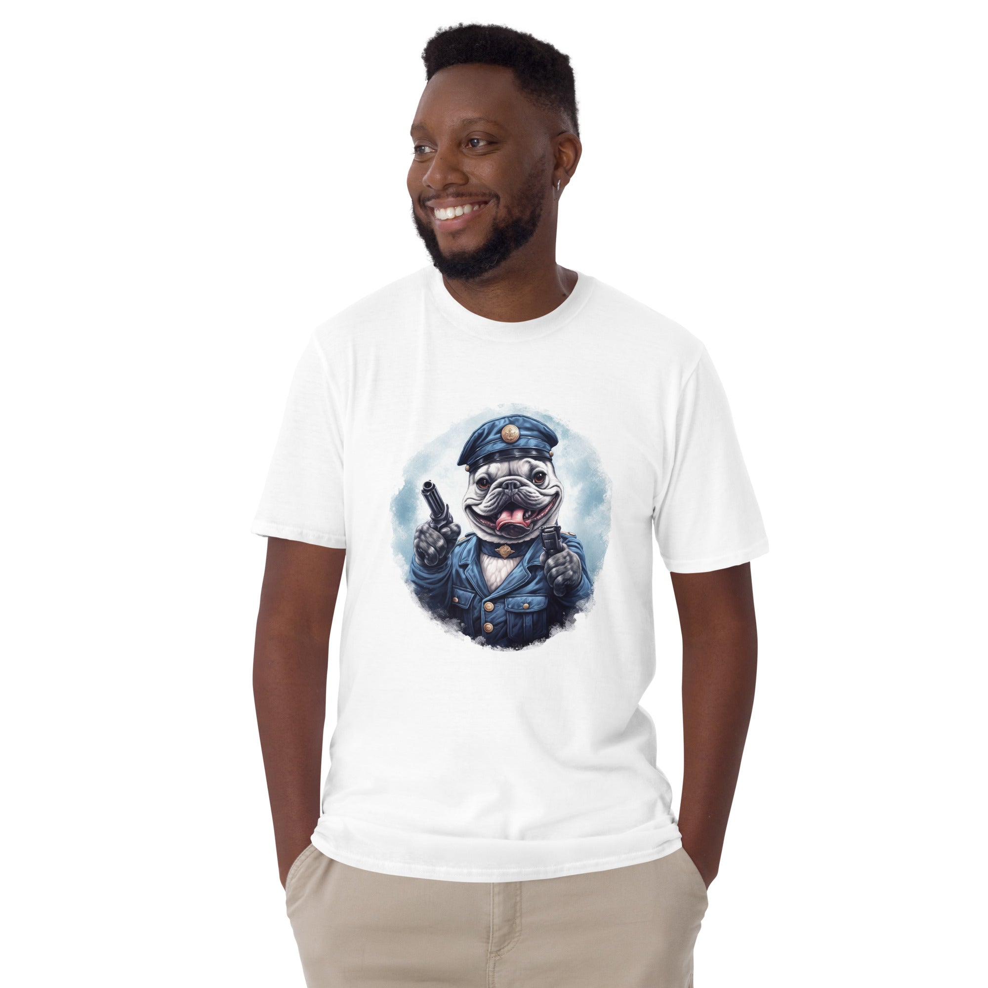 Policeman French Bulldog Graphic Tee for Dog Moms & Dads-fadou