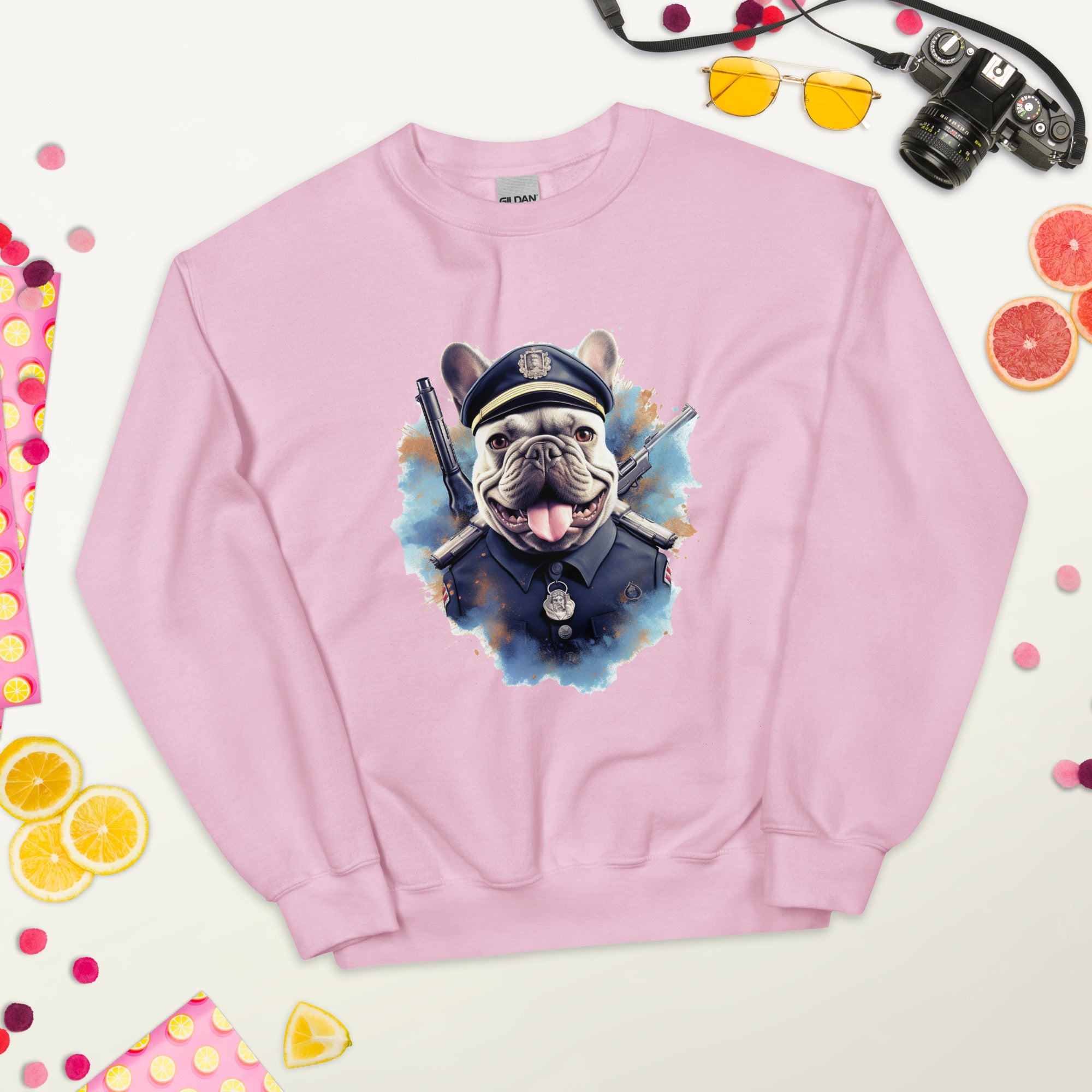 Policeman French Bulldog Fleece Hoodie for Travel Comfort-fadou
