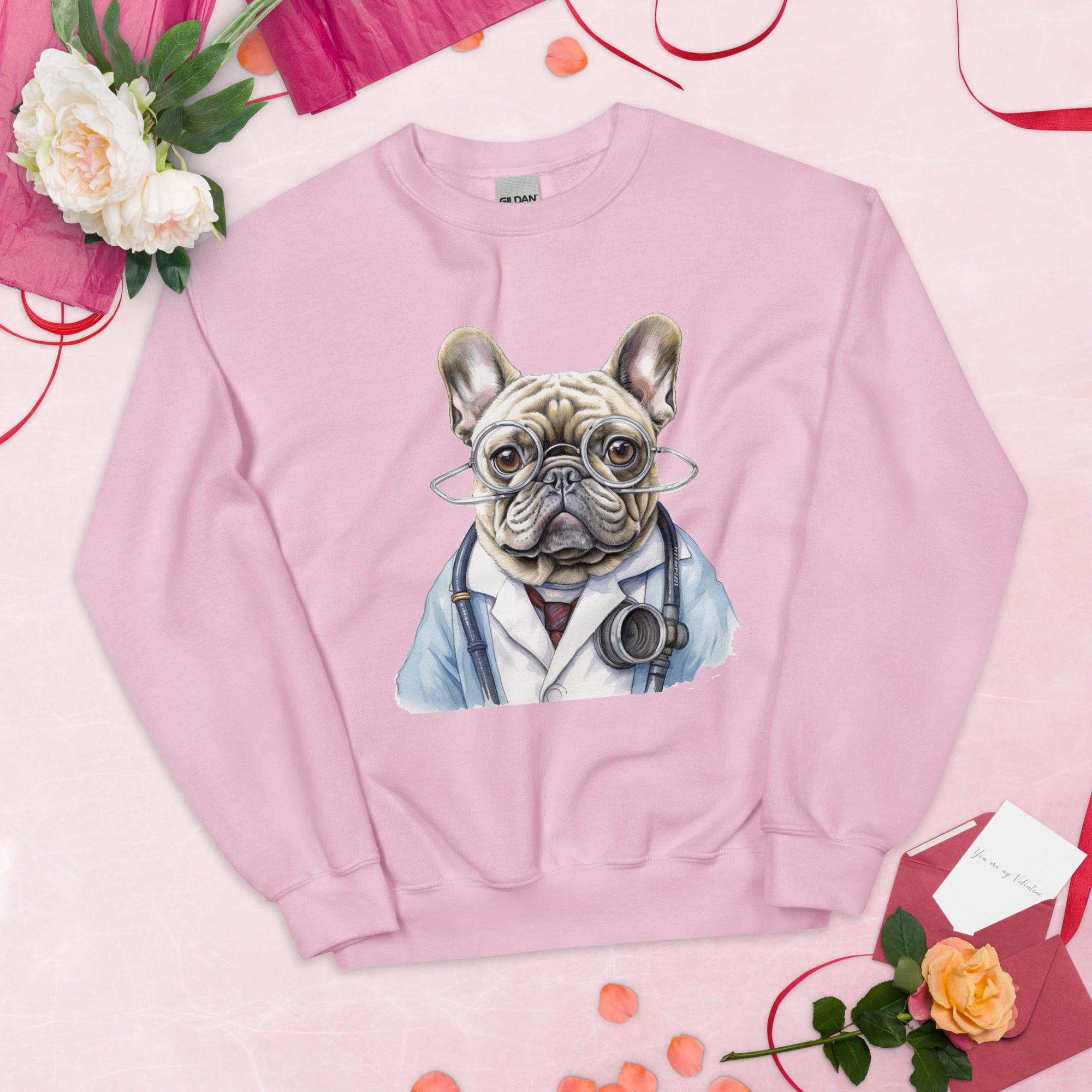 Doctor French Bulldog Fleece Hoodie for Flat-Face Breeds-fadou