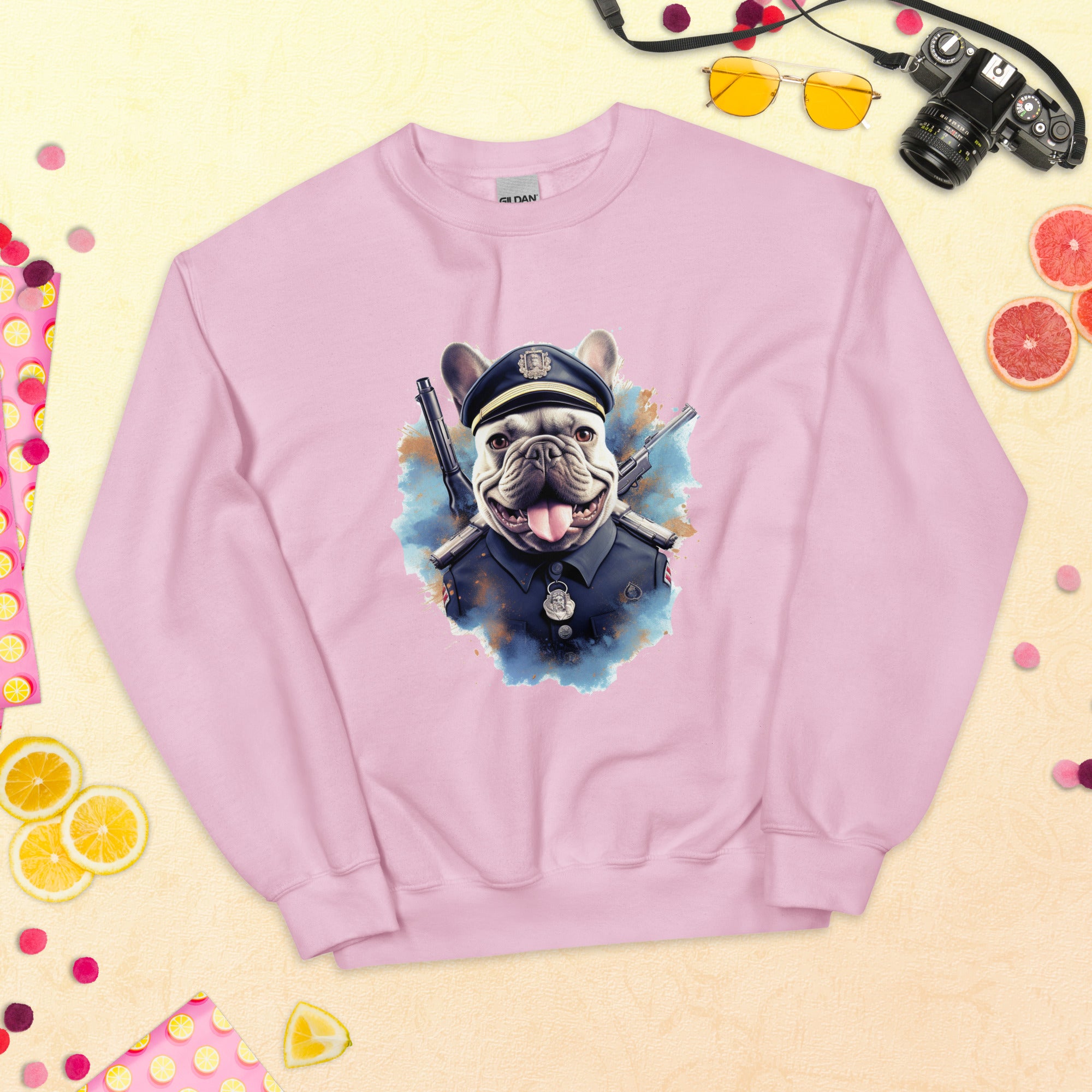 Policeman French Bulldog Fleece Hoodie for Travel Comfort-fadou