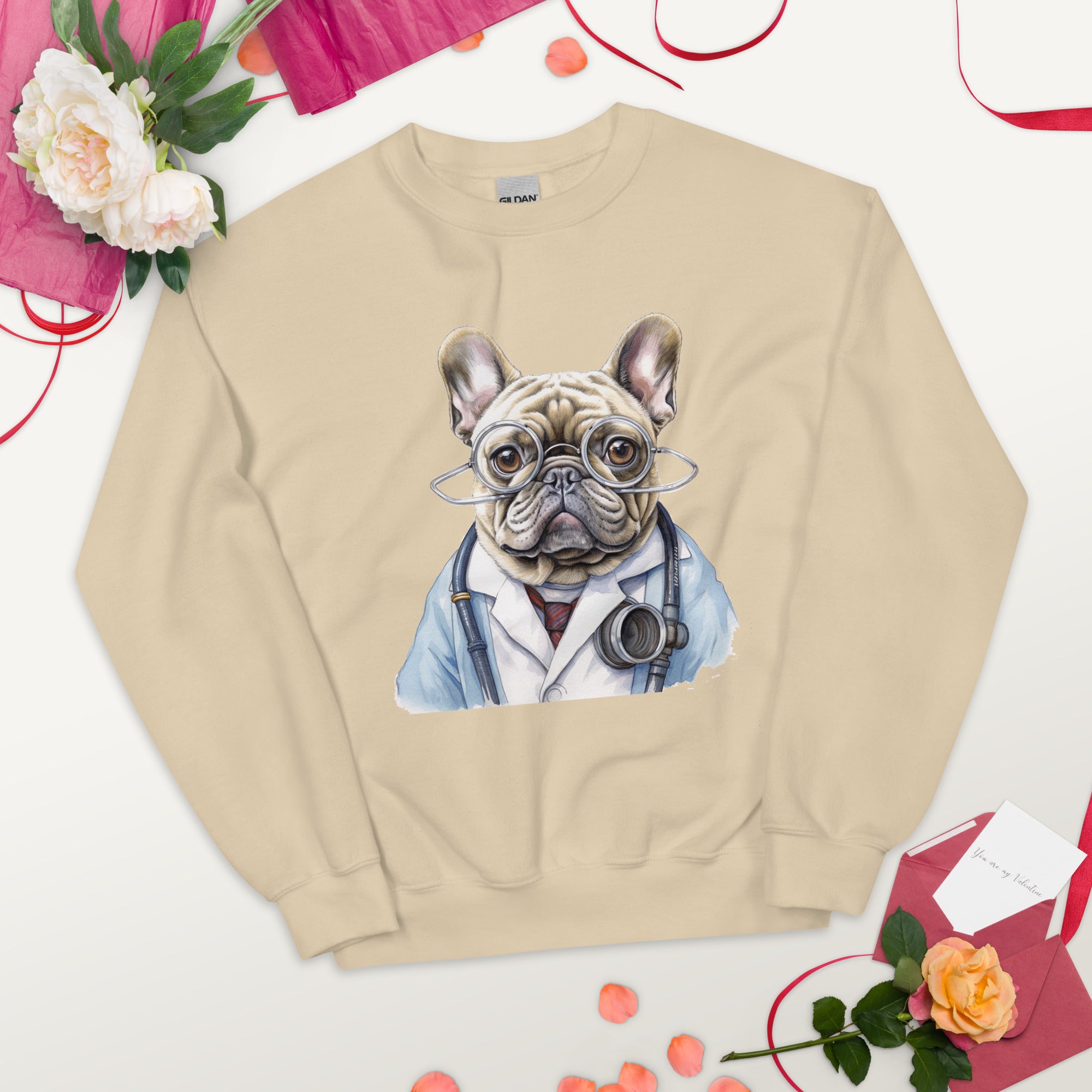 Doctor French Bulldog Fleece Hoodie for Flat-Face Breeds-fadou