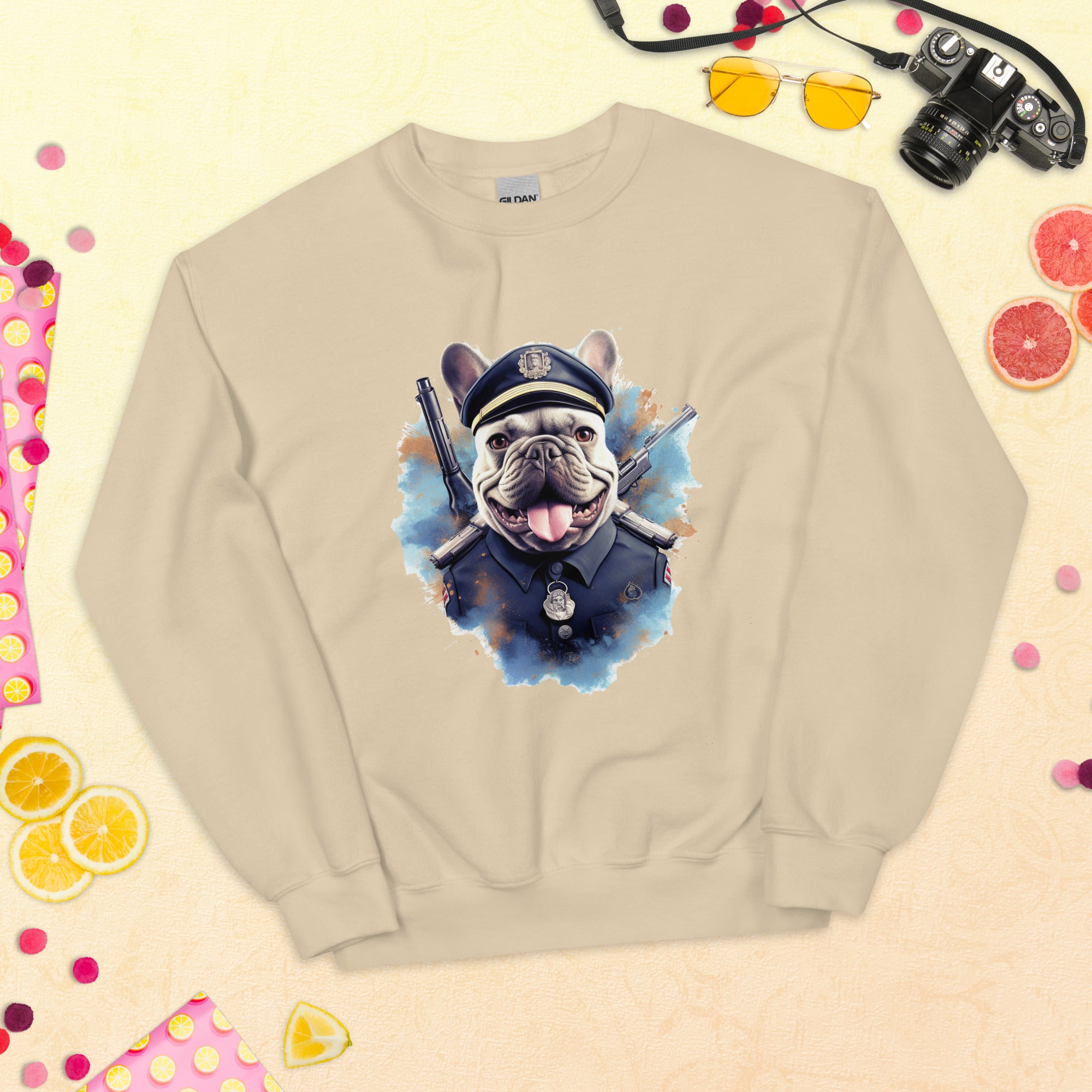 Policeman French Bulldog Fleece Hoodie for Travel Comfort-fadou
