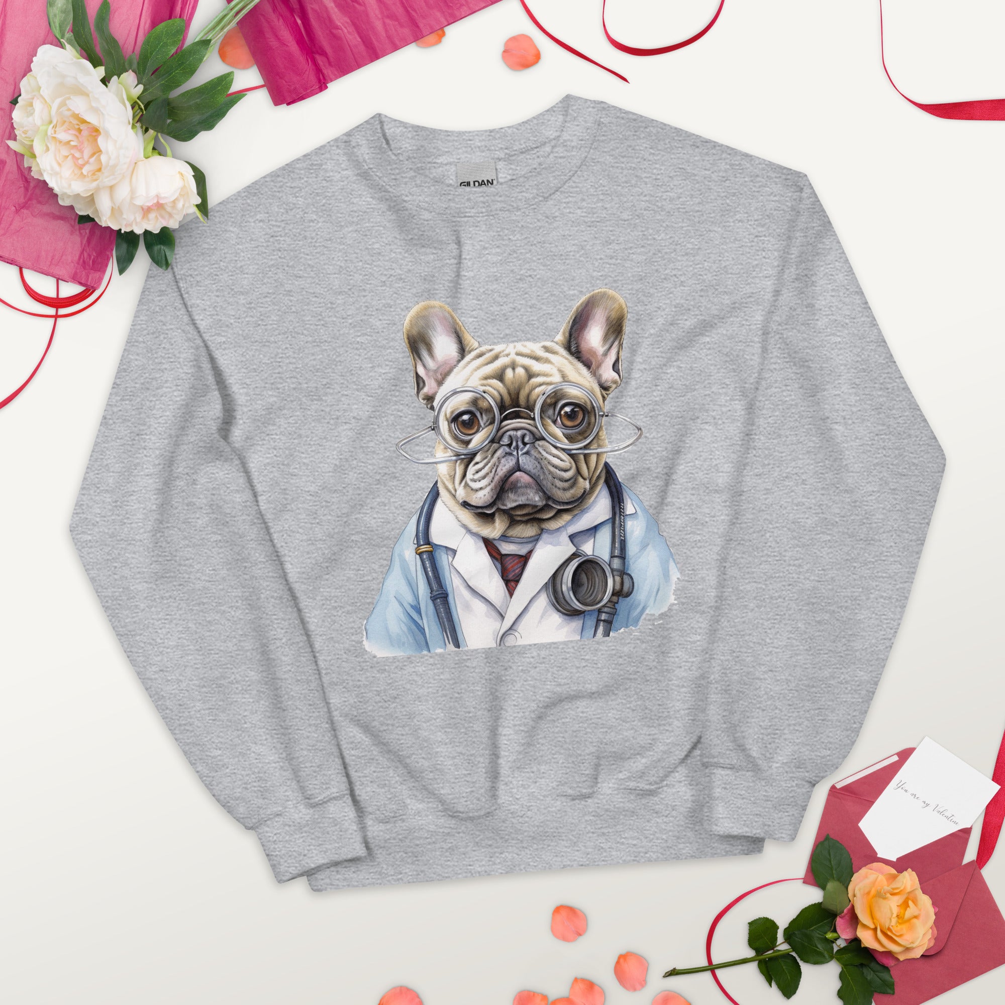Doctor French Bulldog Fleece Hoodie for Flat-Face Breeds-fadou
