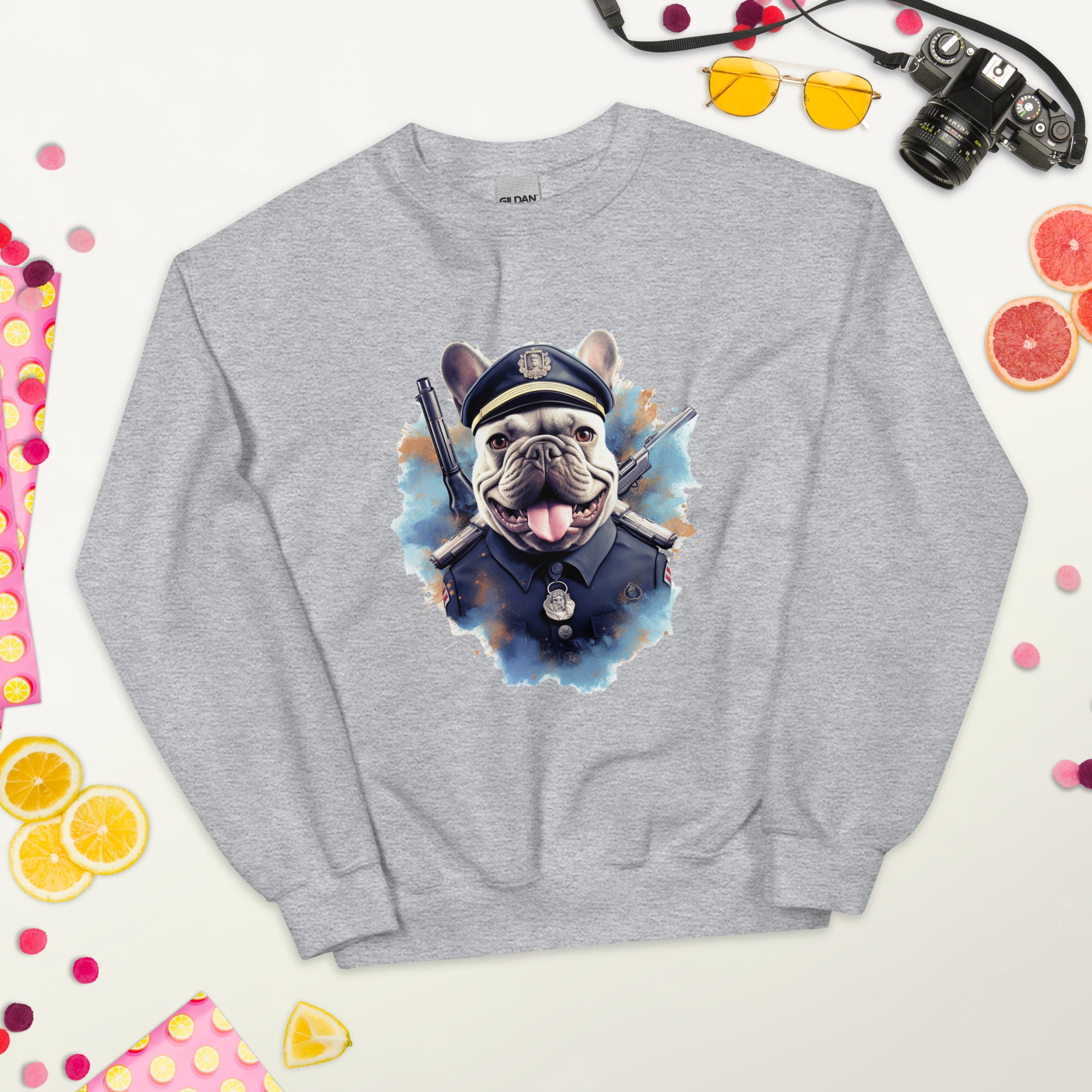 Policeman French Bulldog Fleece Hoodie for Travel Comfort-fadou