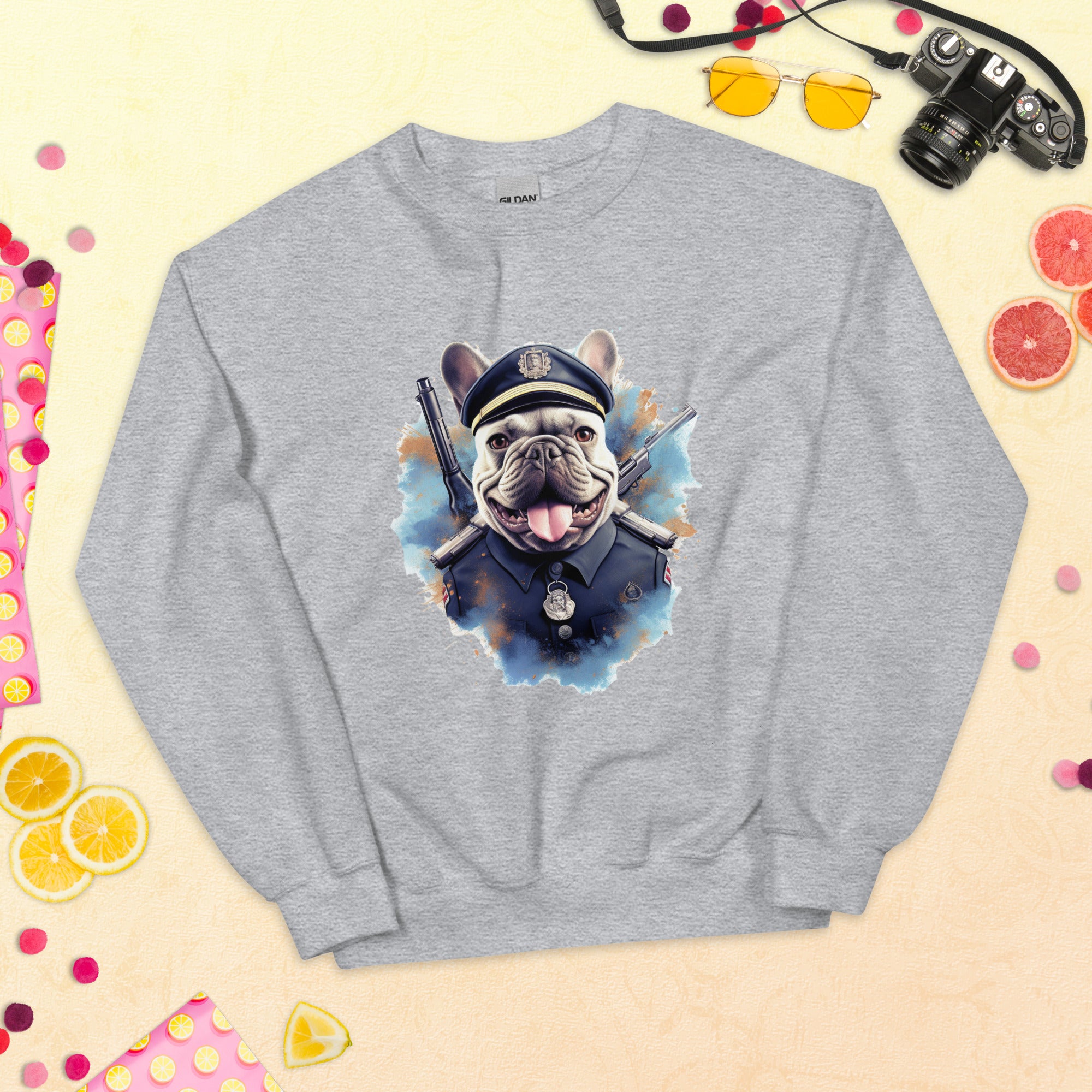 Policeman French Bulldog Fleece Hoodie for Travel Comfort-fadou