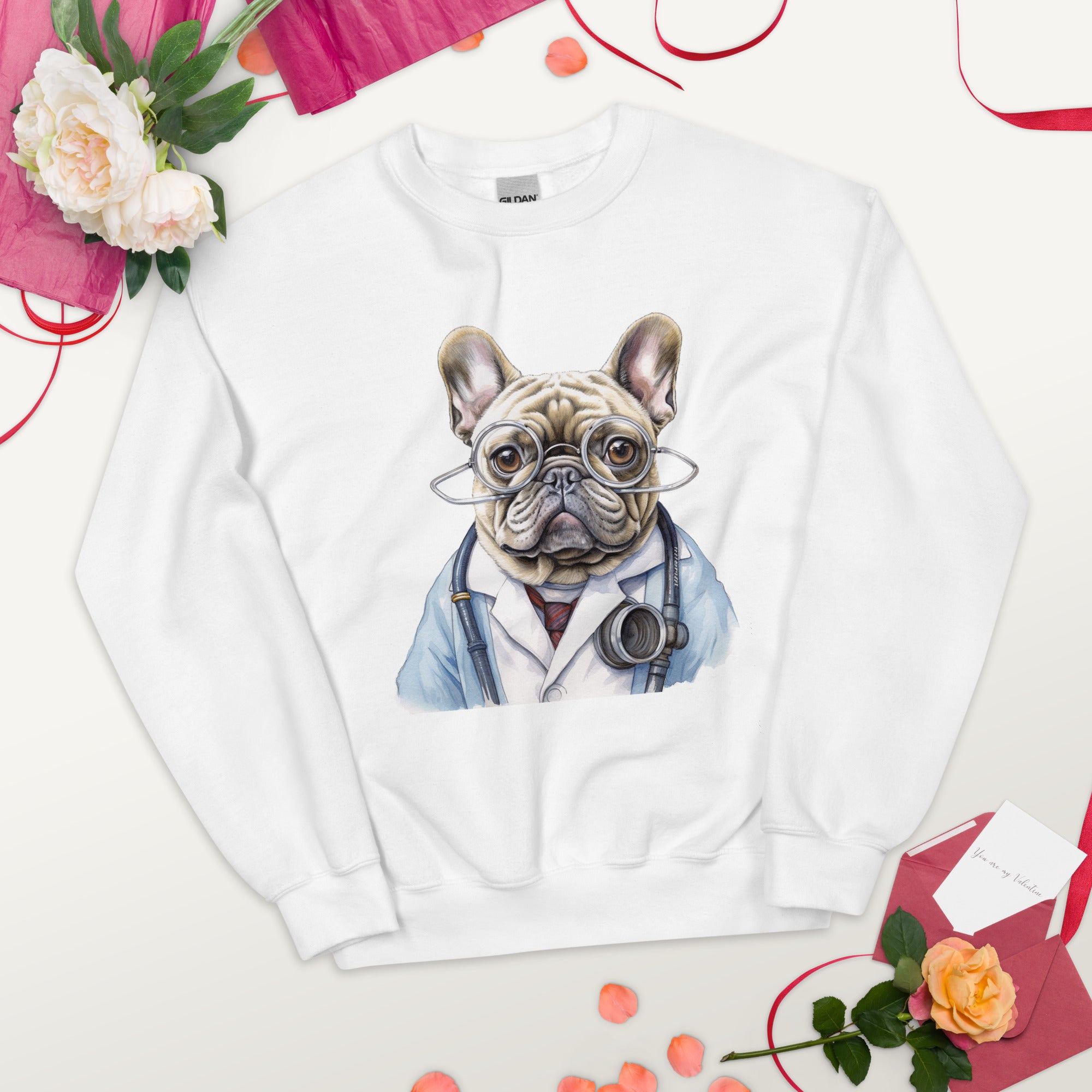 Doctor French Bulldog Fleece Hoodie for Flat-Face Breeds-fadou