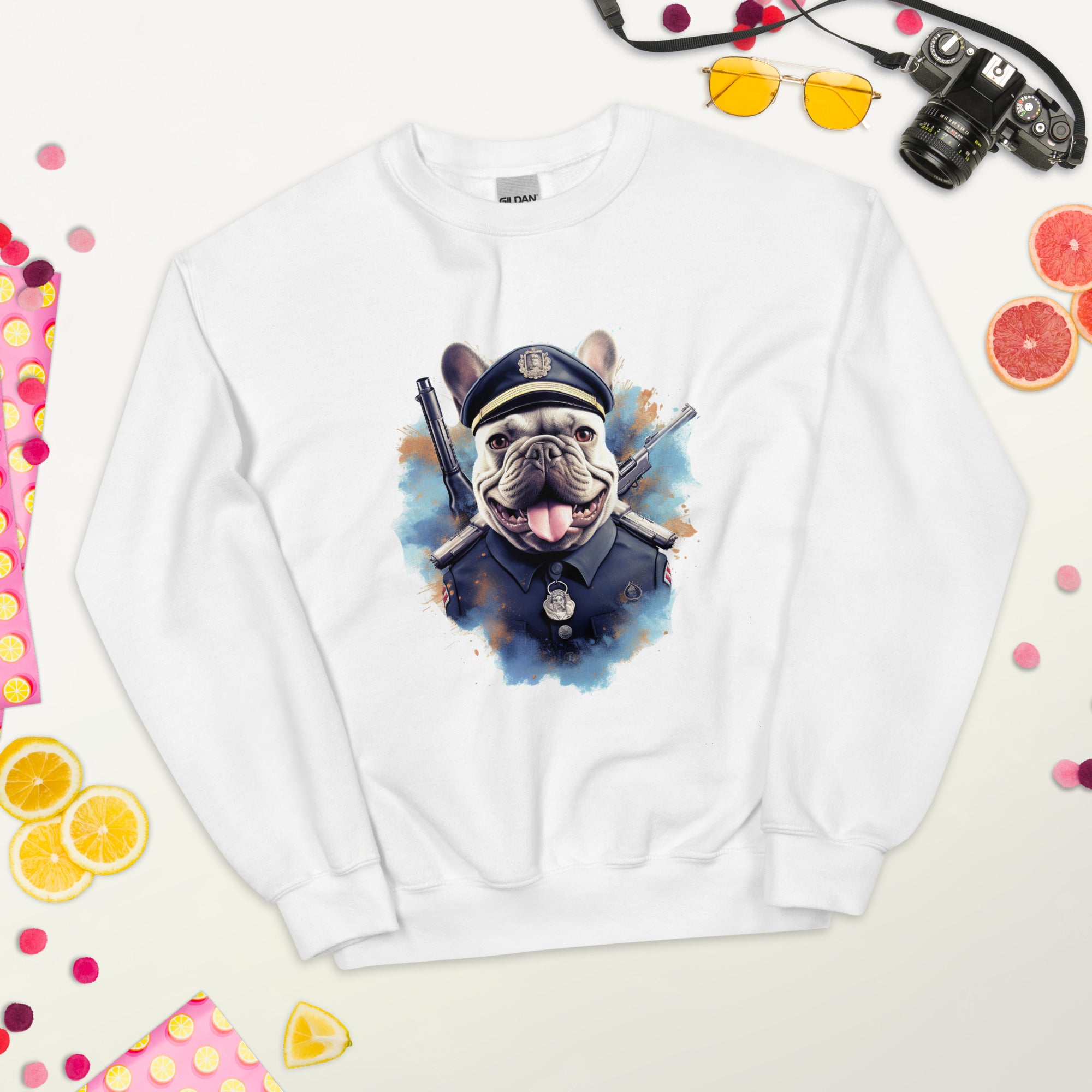 Policeman French Bulldog Fleece Hoodie for Travel Comfort-fadou
