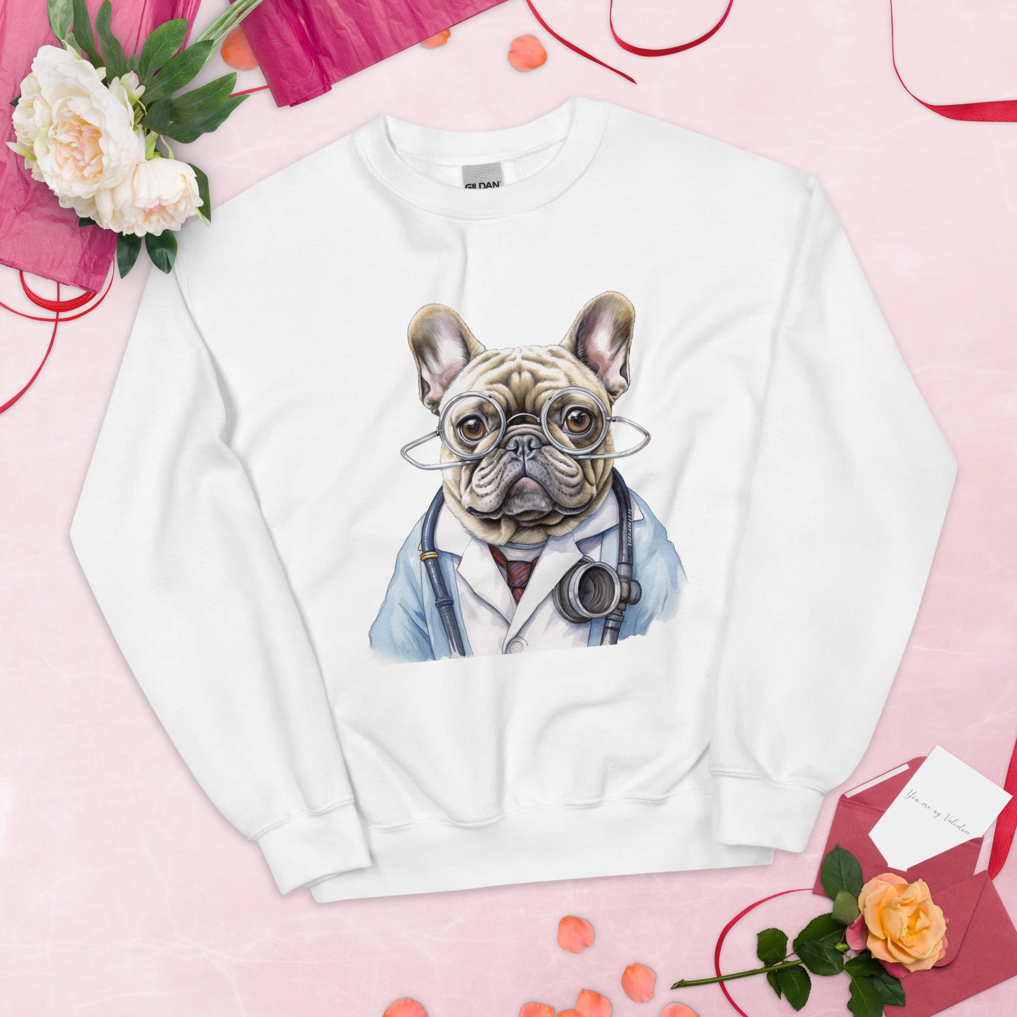 Doctor French Bulldog Fleece Hoodie for Flat-Face Breeds-fadou