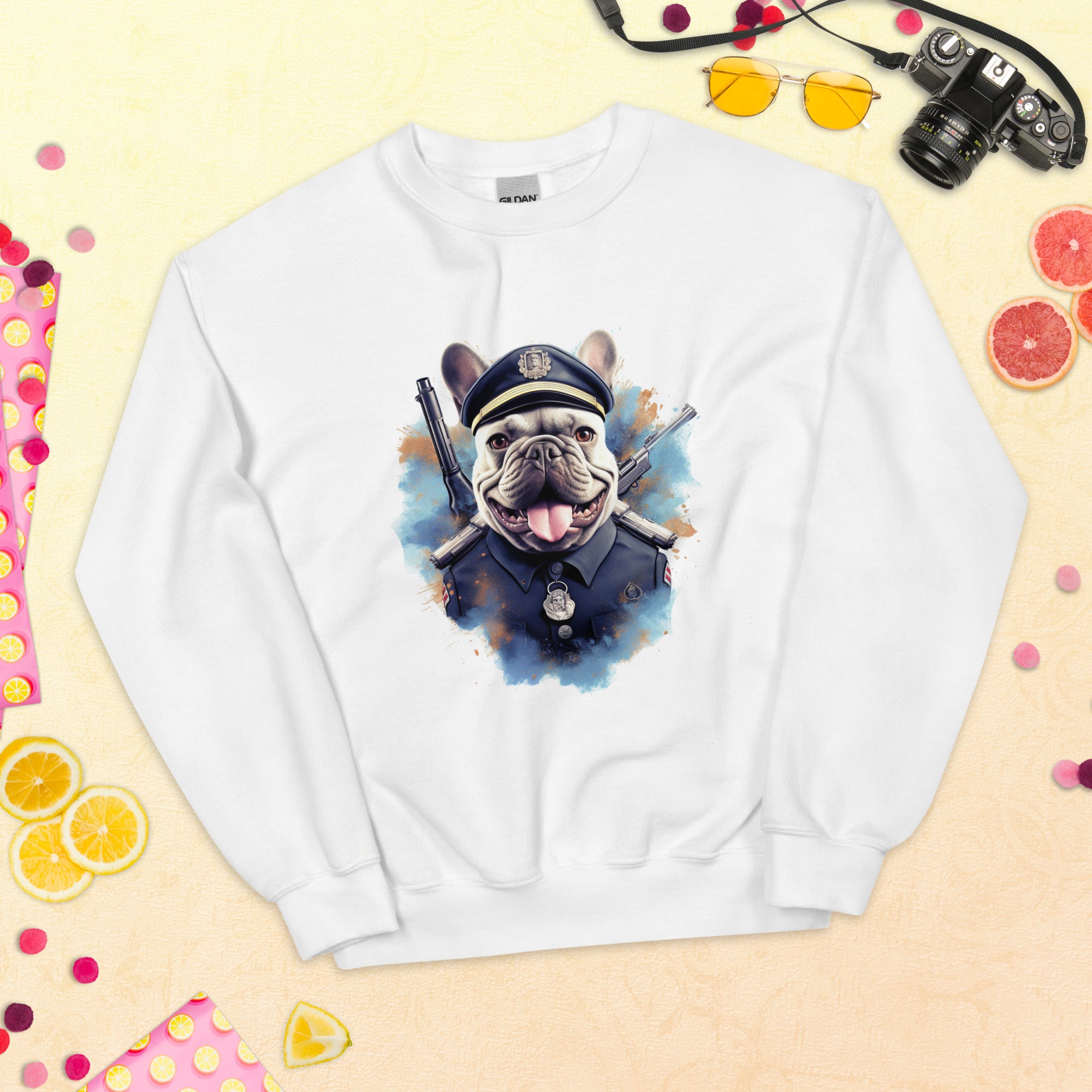 Policeman French Bulldog Fleece Hoodie for Travel Comfort-fadou