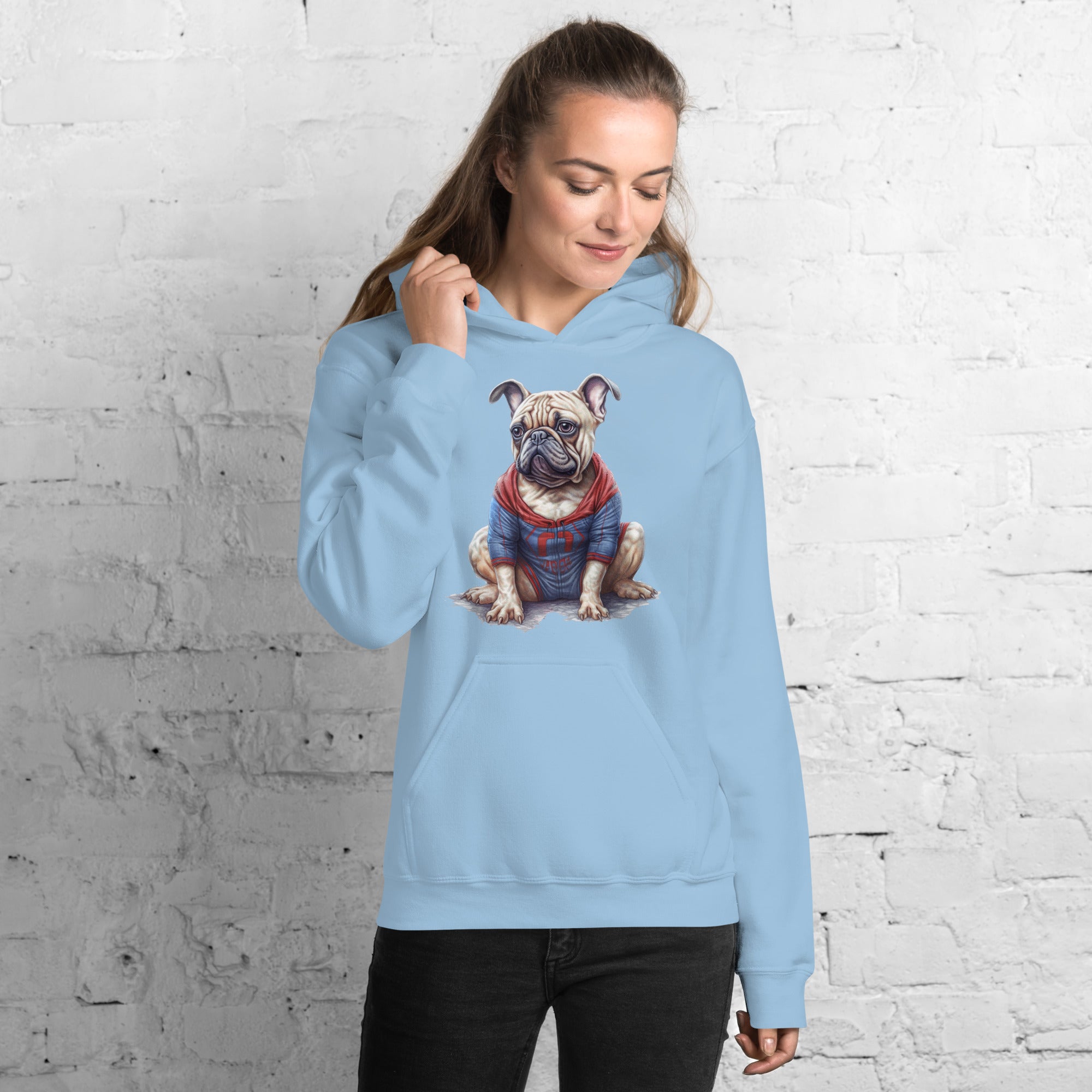 Frenchie Love Unisex Hoodie: Essential Wear for for French Bulldogs-fadou