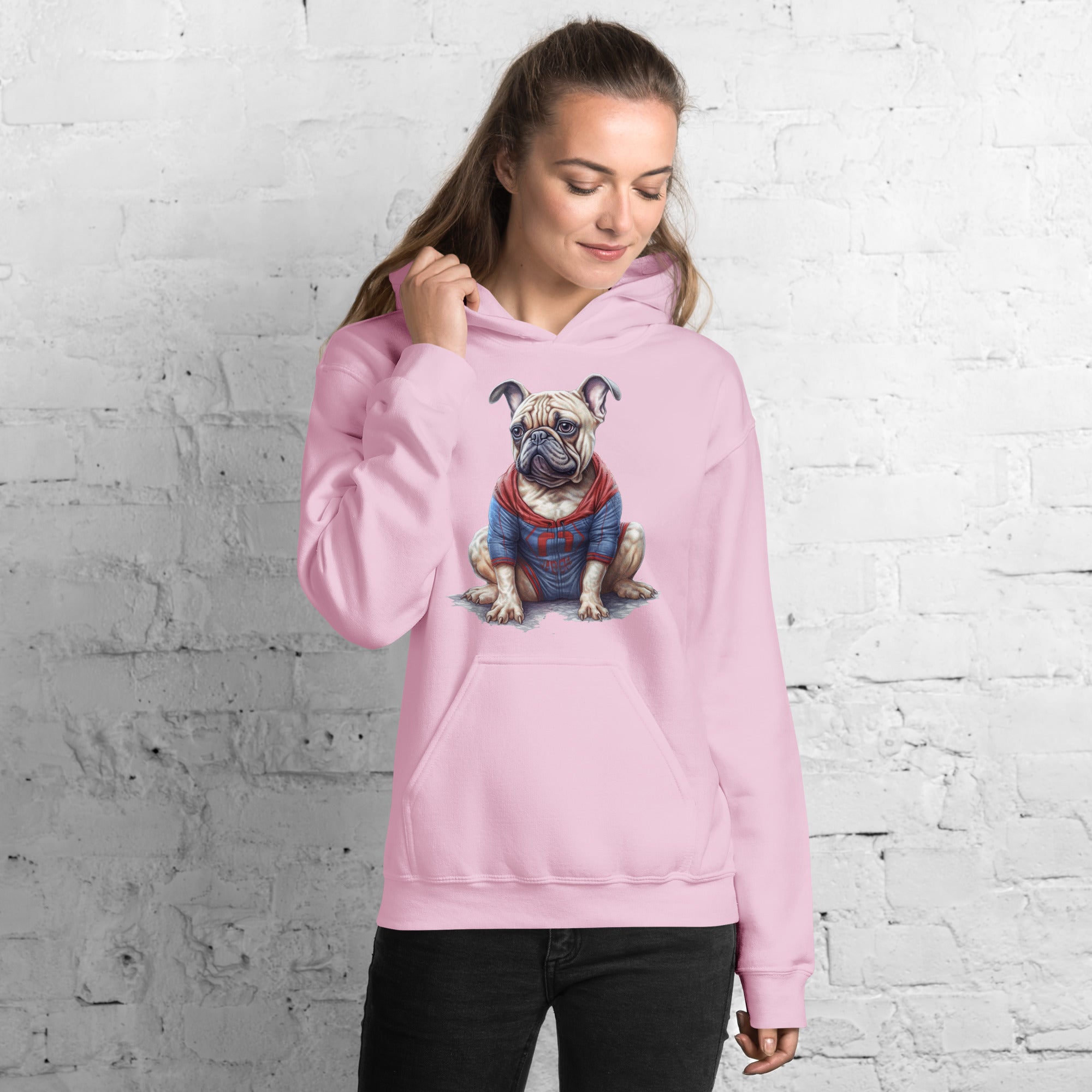 Frenchie Love Unisex Hoodie: Essential Wear for for French Bulldogs-fadou