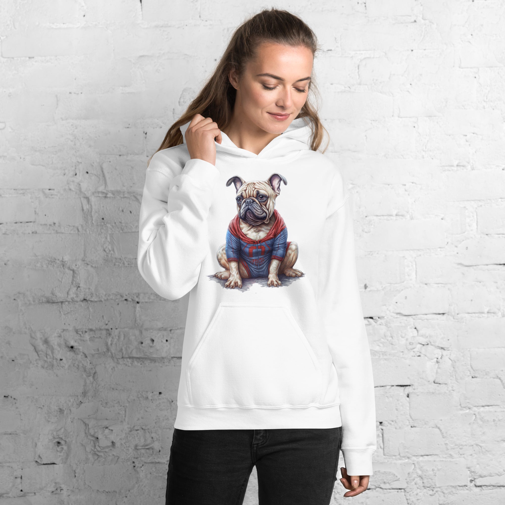 Frenchie Love Unisex Hoodie: Essential Wear for for French Bulldogs-fadou
