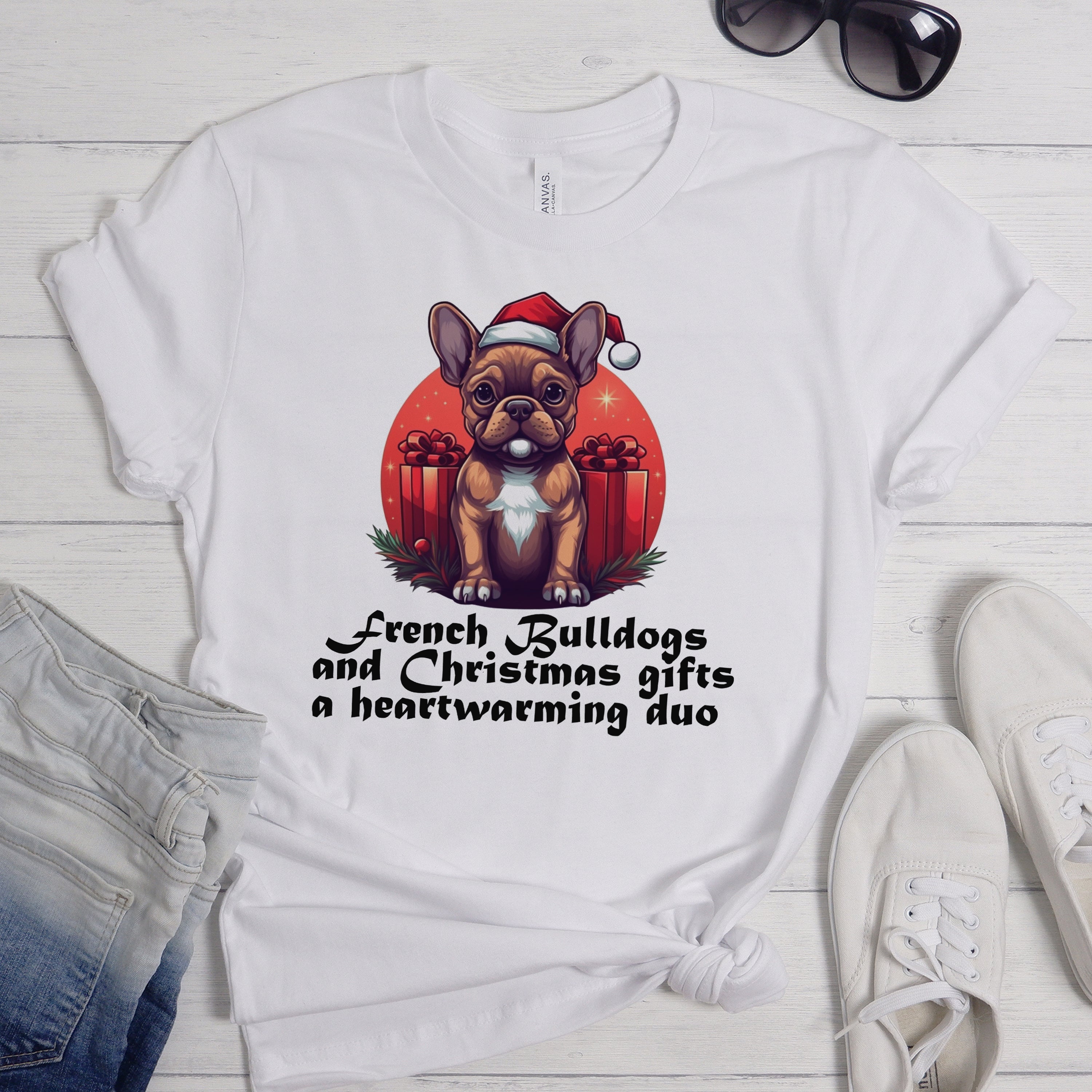 French Bulldog Christmas Cotton T-Shirt for Dog Park Days-fadou