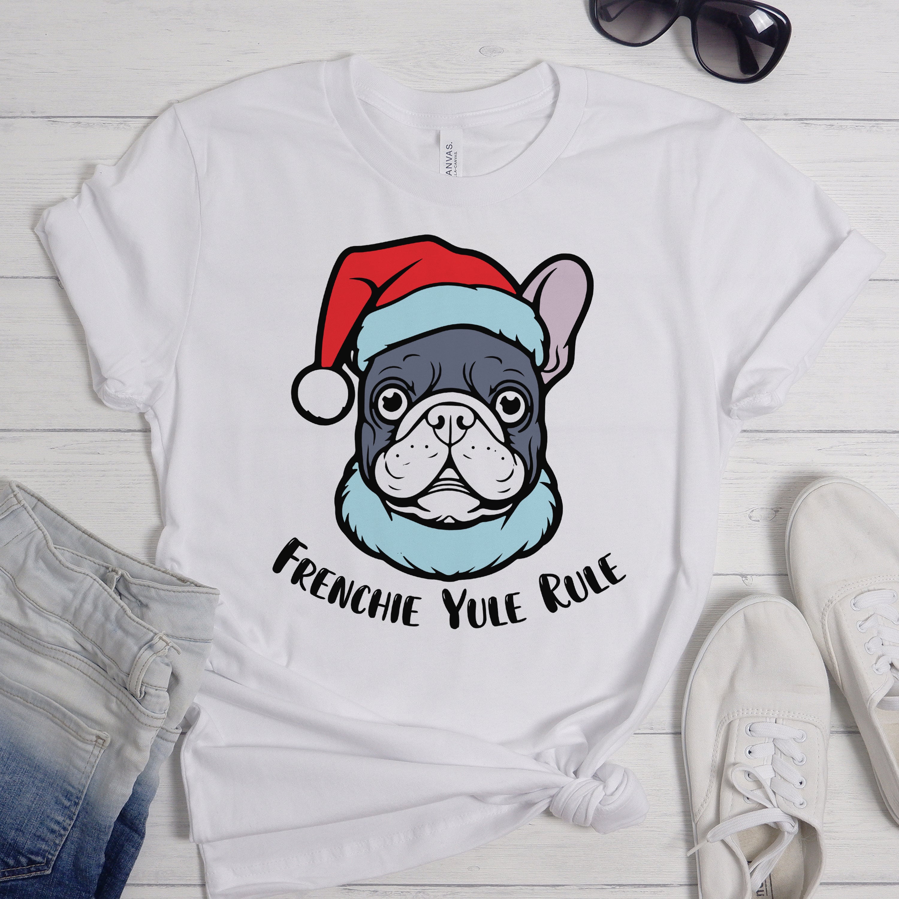 Yule French Bulldog Dog Lover Tee for Frenchie Enthusiasts-fadou
