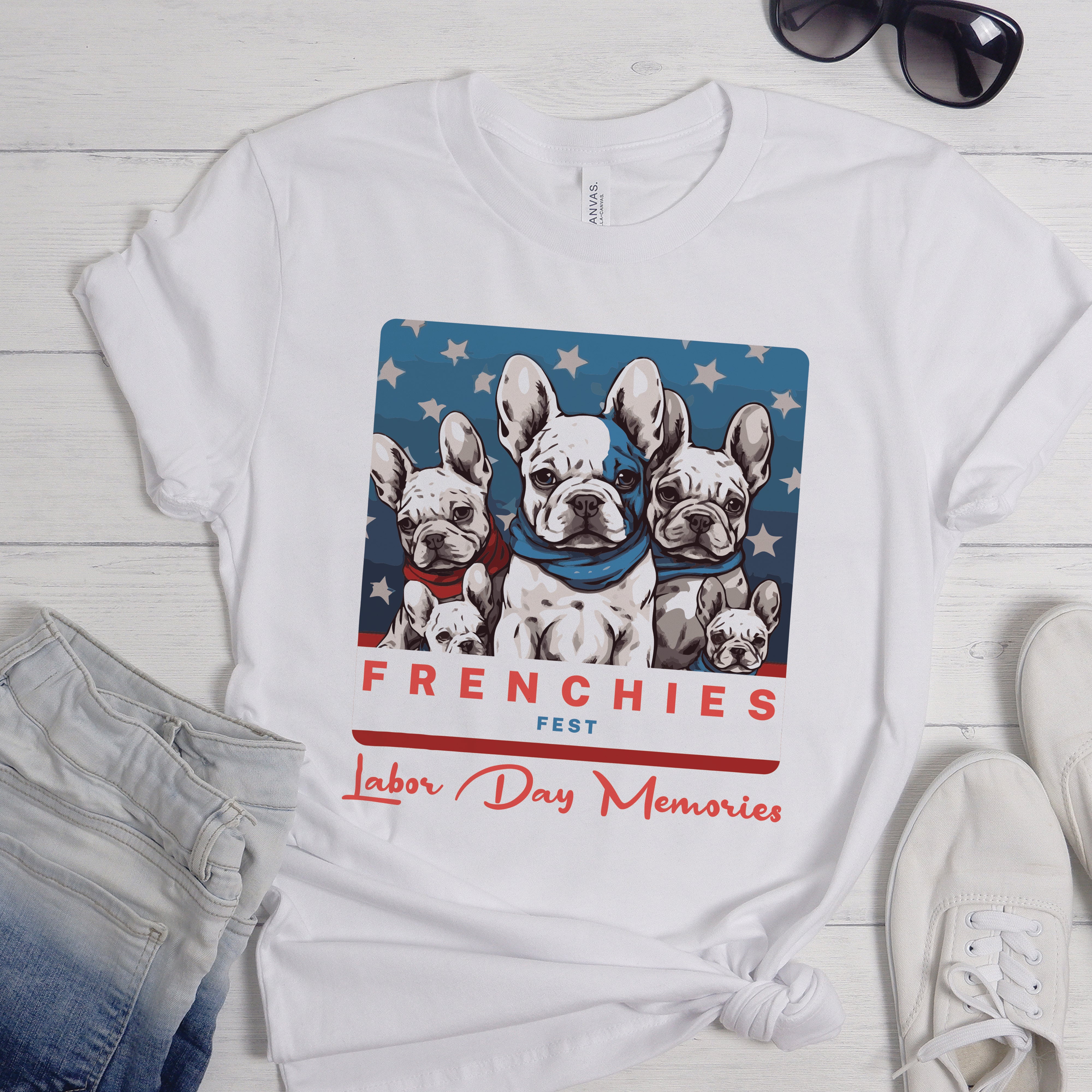 French Bulldog Love Meets Labor Day Fun - Unisex T-Shirt for Pet Culture-fadou