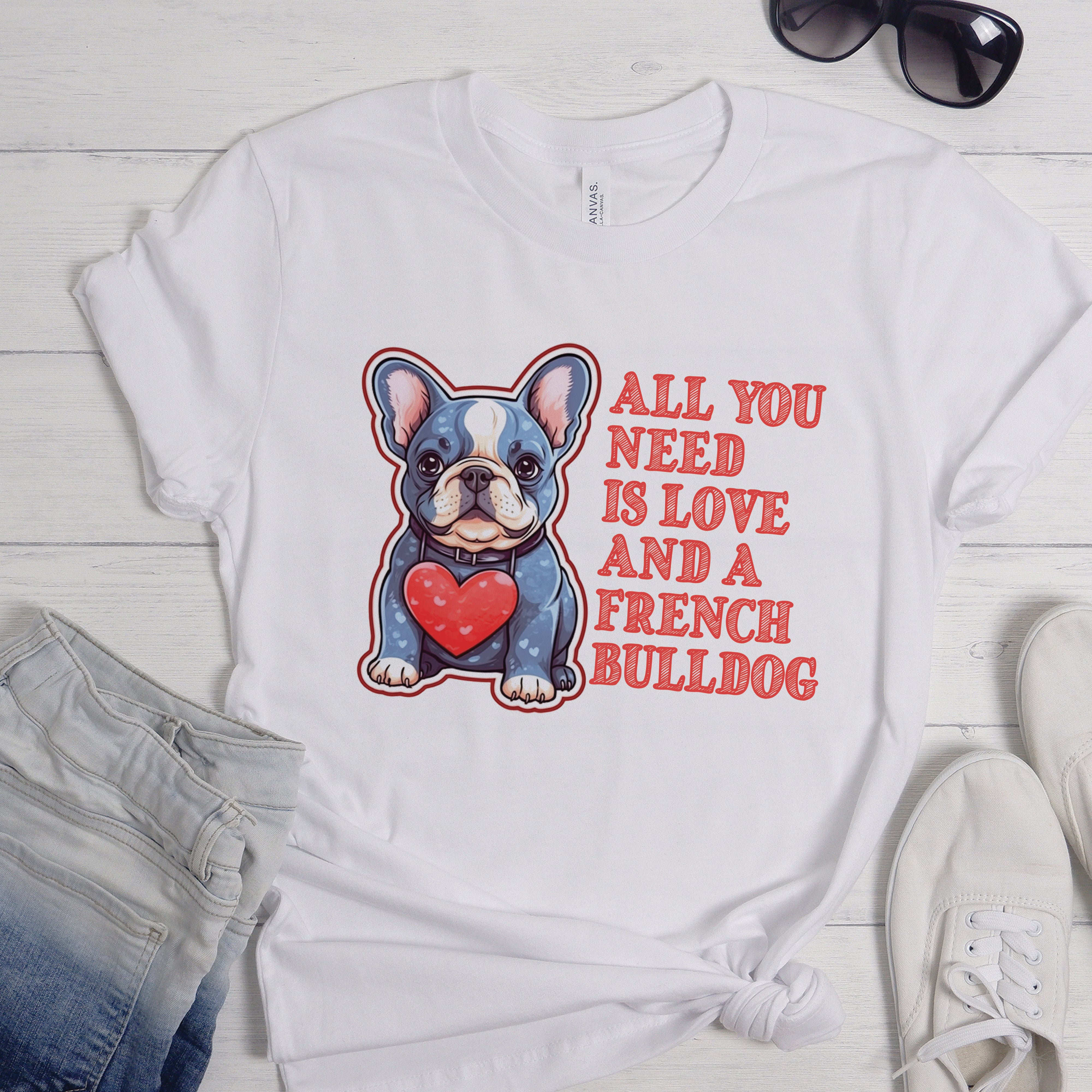 Fashion French Bulldog Cotton T-Shirt for Everyday Wear-fadou