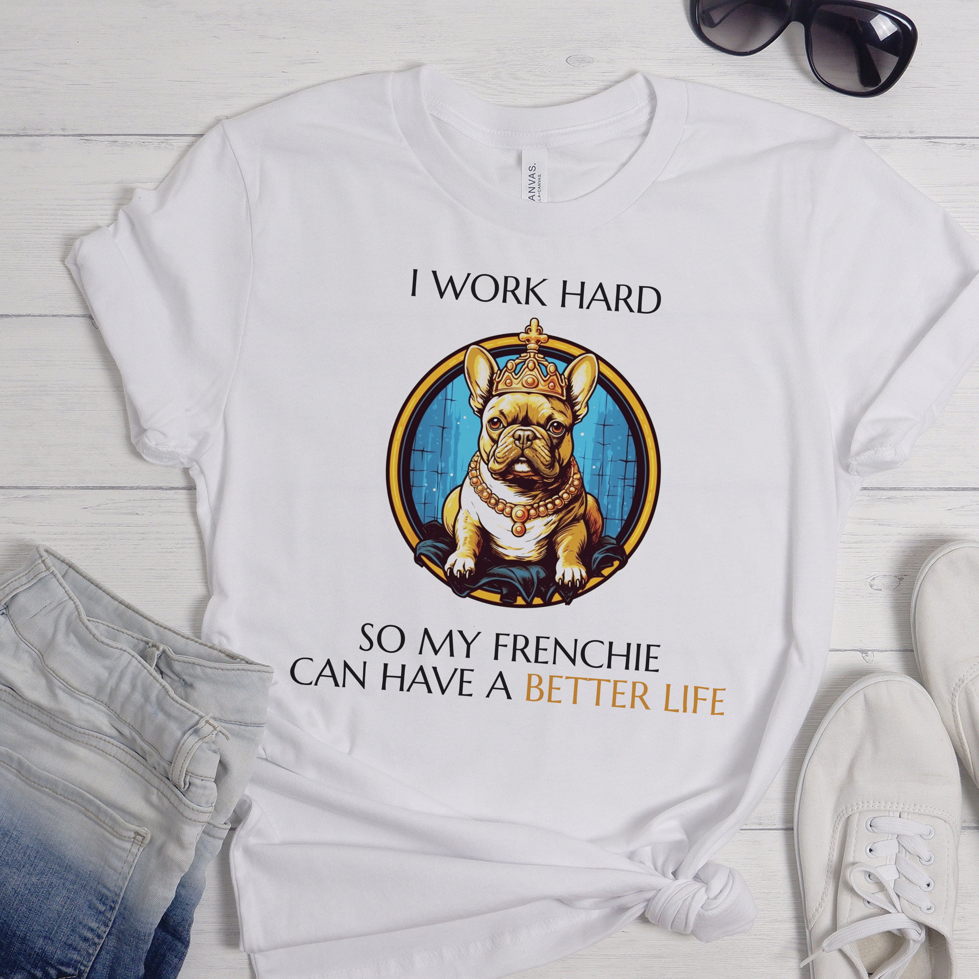 Regal French Bulldog Graphic Tee for Frenchie Enthusiasts-fadou
