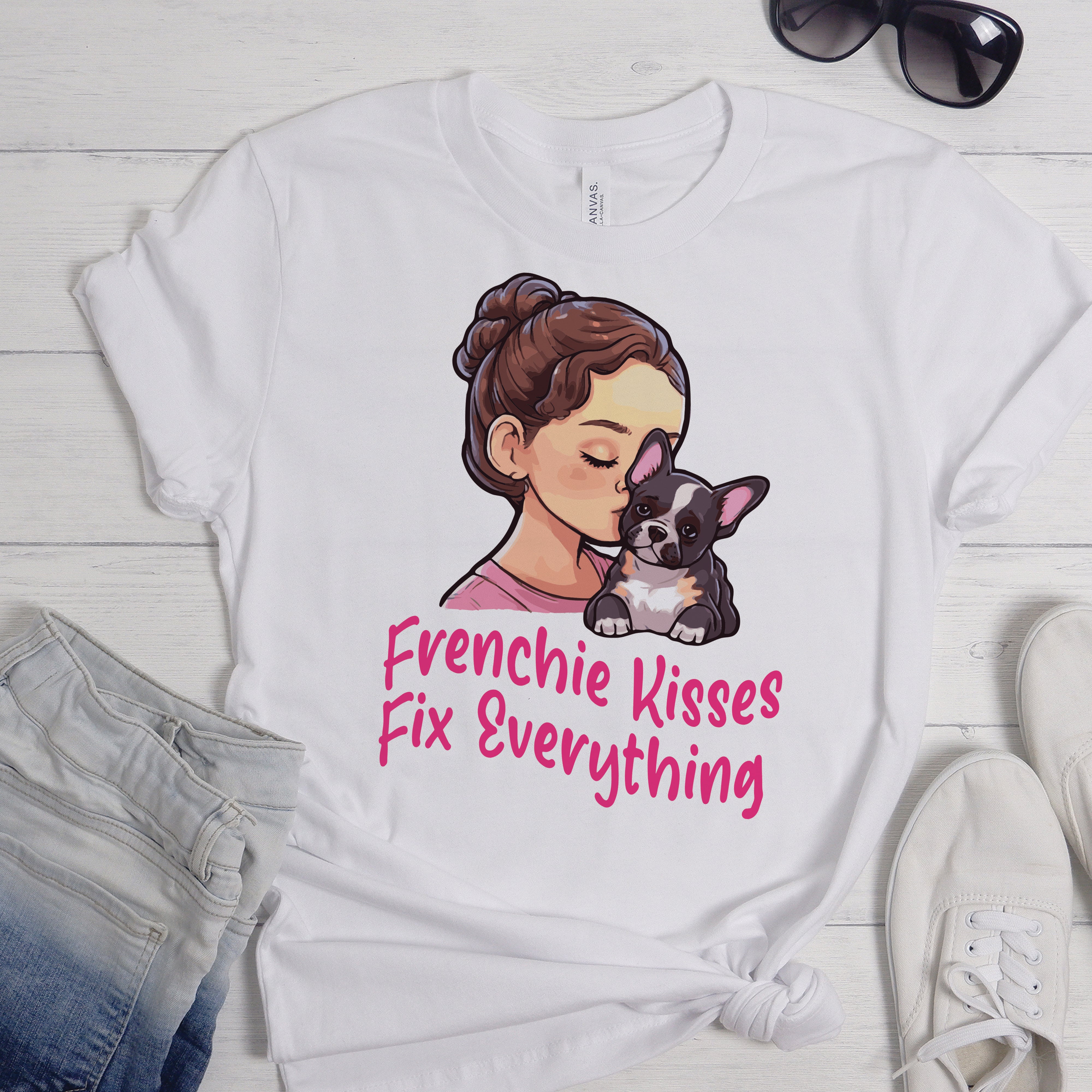 Frenchie Kisses - Unisex T-Shirt for Dog Lovers and Owners-fadou