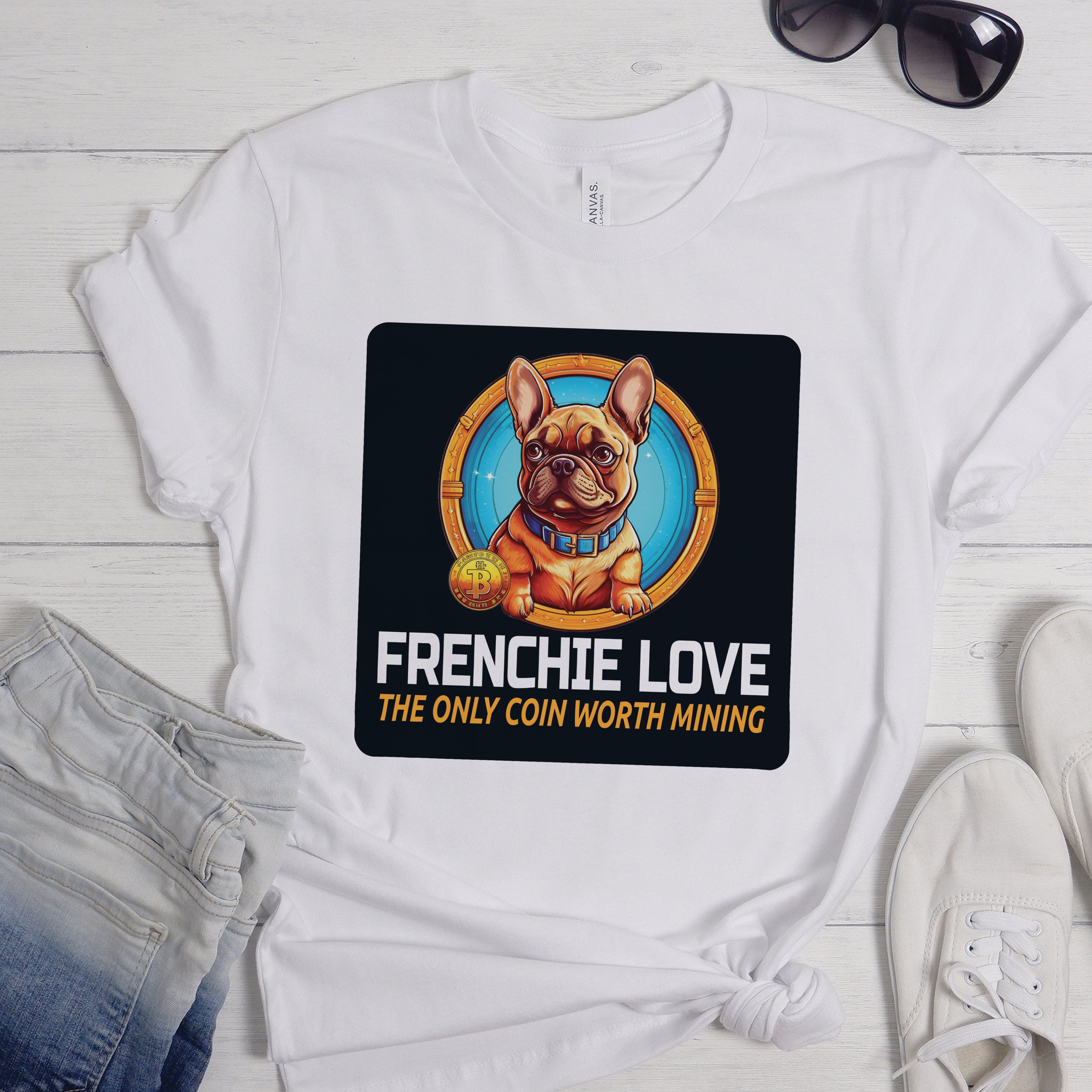 Bitcoin French Bulldog Dog Lover Tee for Dog Moms & Dads-fadou