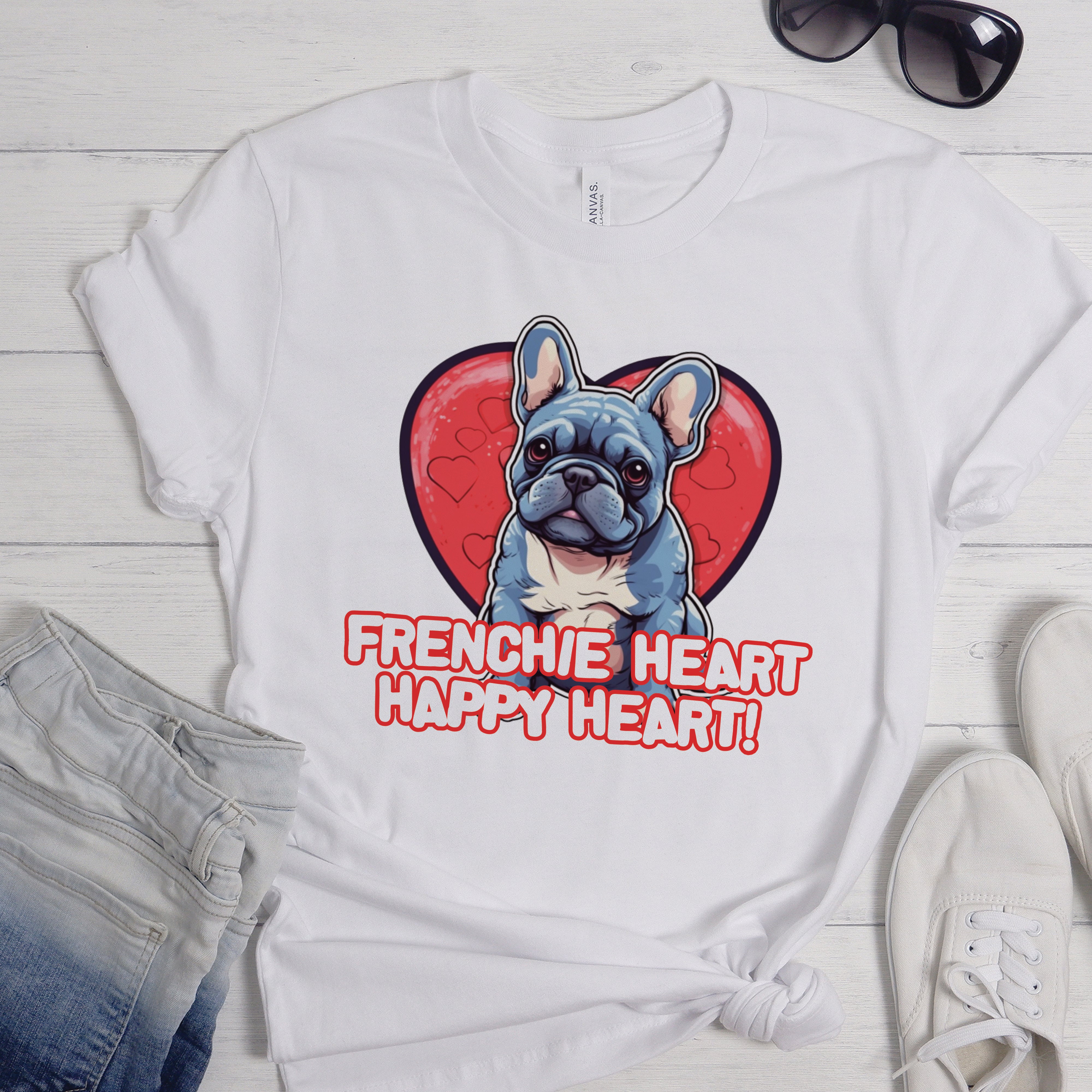 Heartwarming French Bulldog Cotton T-Shirt for Dog Park Days-fadou