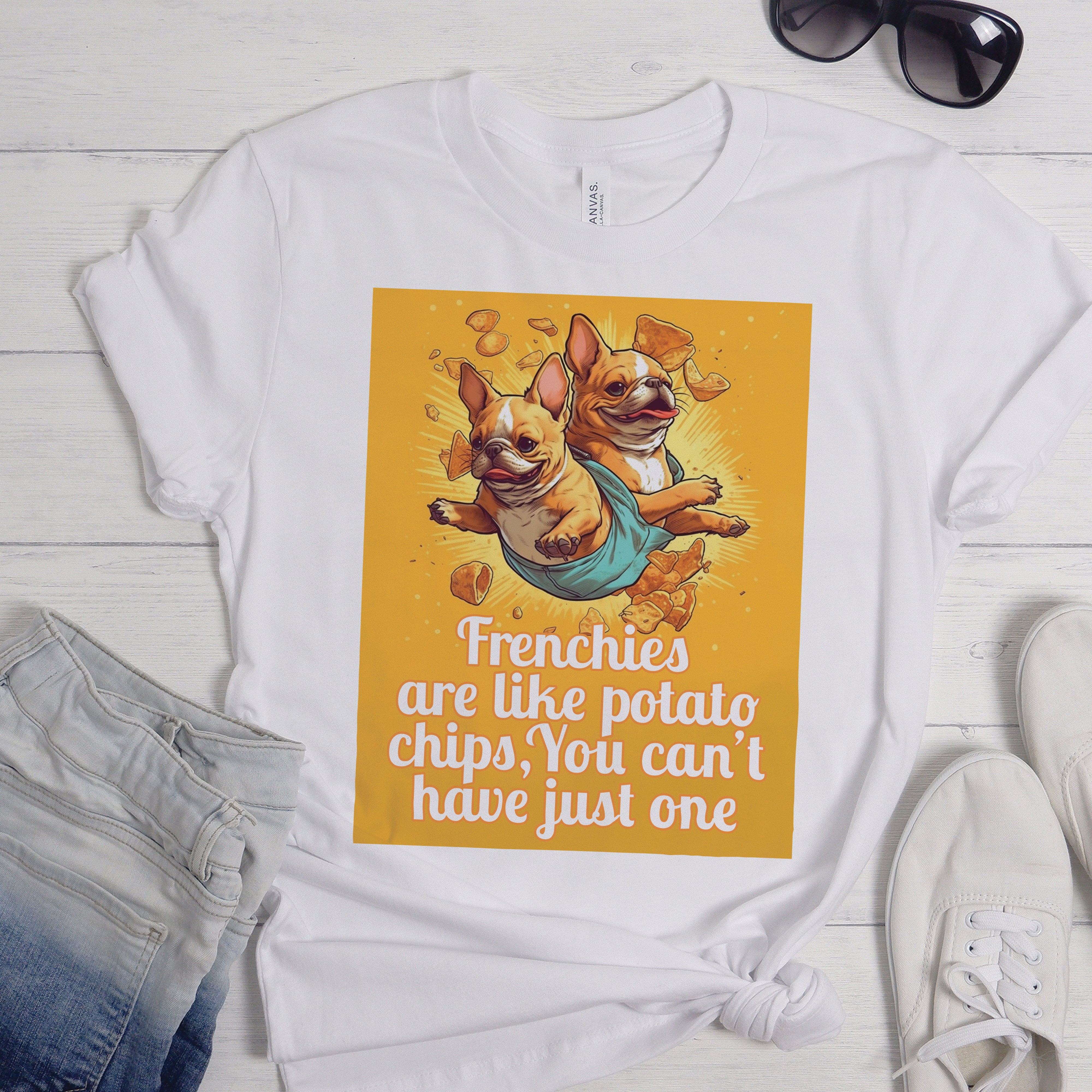 French Bulldog Chip Style - Unisex T-Shirt for Everyday Wear-fadou